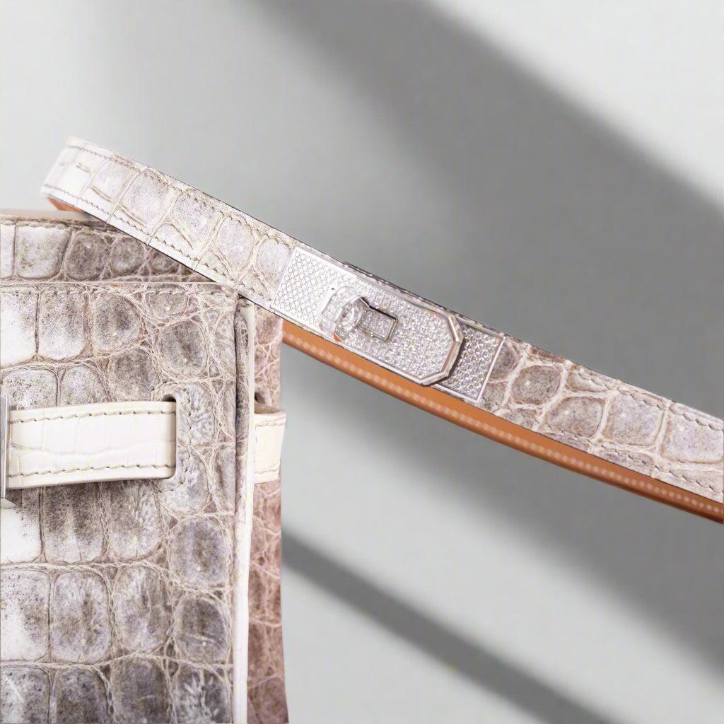 Hermès Diamond Himalaya Kelly Belt Matte Nilo Crocodile 18K White Gold & Diamond Hardware