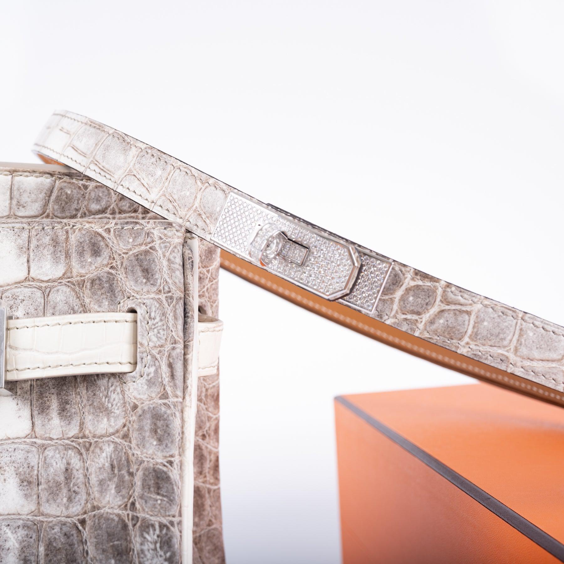 Hermès Diamond Himalaya Kelly Belt Matte Nilo Crocodile 18K White Gold & Diamond Hardware