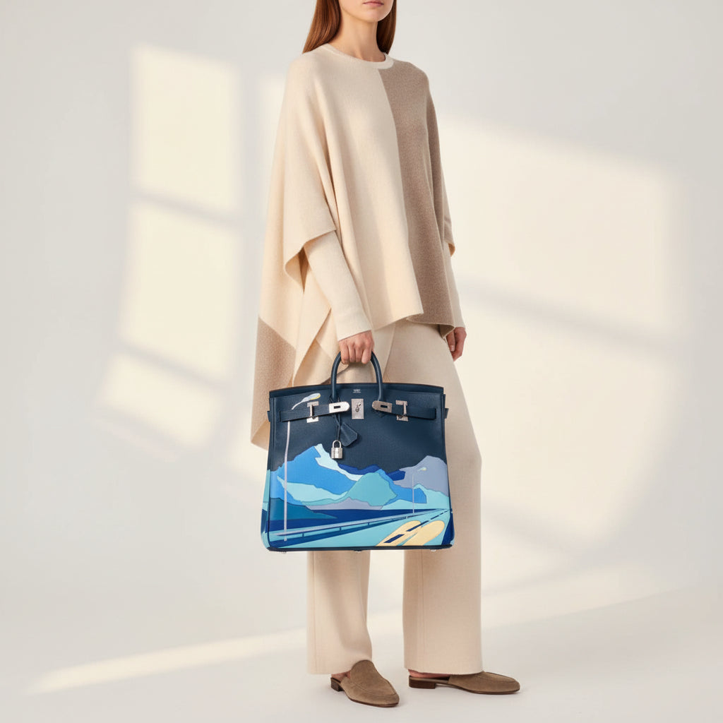 Hermès Endless Road HAC Birkin 50 Multicolor Togo and Swift Leather Palladium Hardware