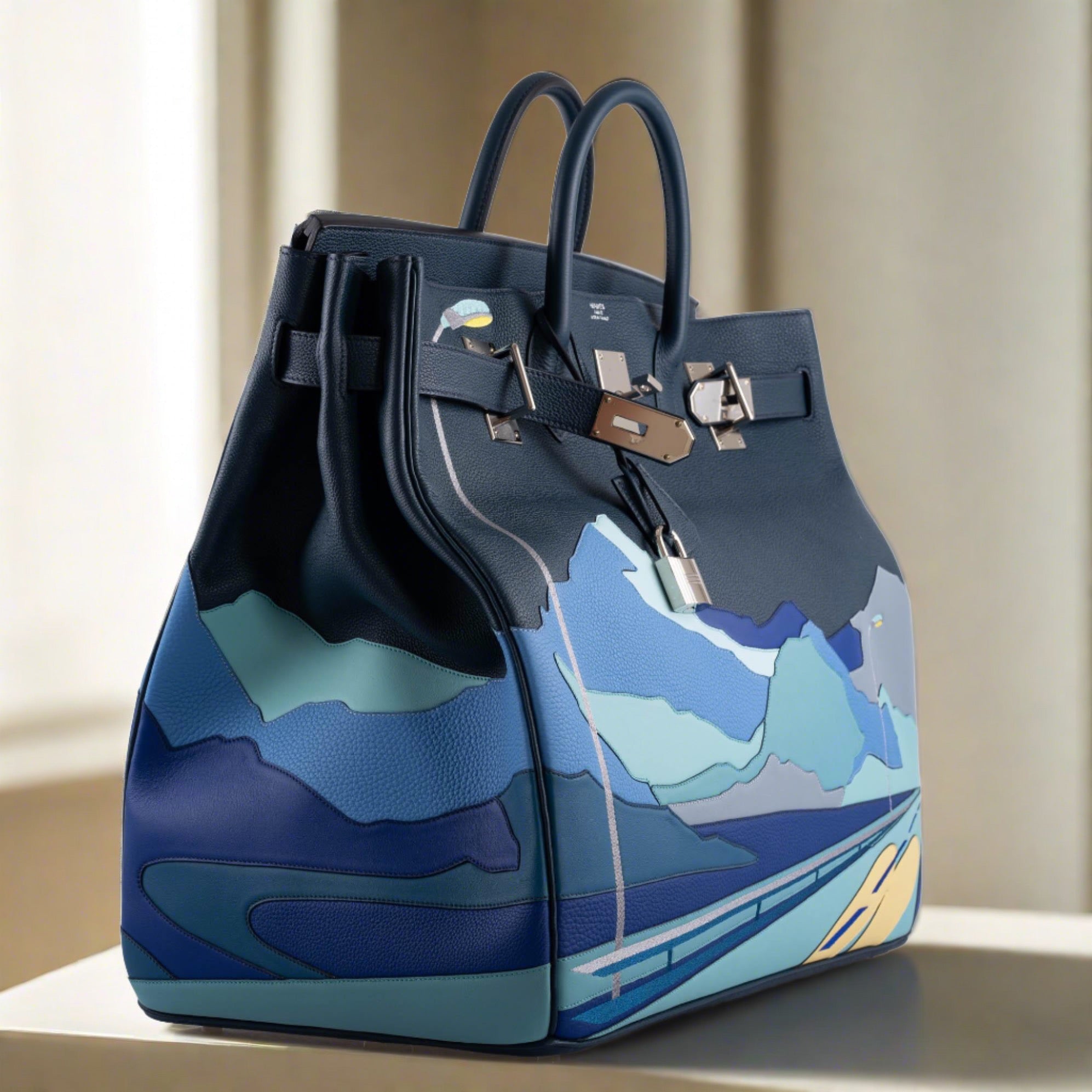 Hermès Endless Road HAC Birkin 50 Multicolor Togo and Swift Leather Palladium Hardware