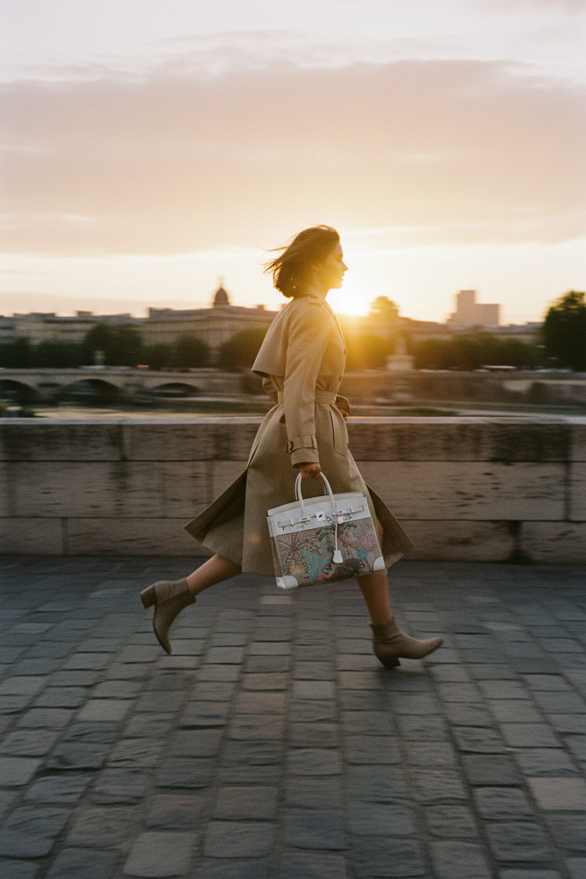 Hermès Faubourg Tropical Birkin 35 Embroidered Toile de Camp and White Swift Palladium Hardware