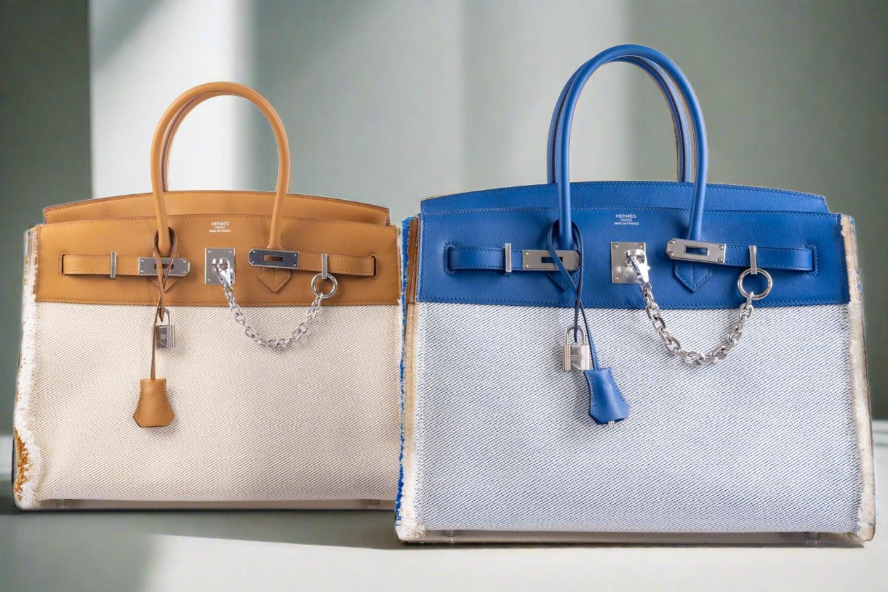 Hermès Fray Fray Birkin 35 Sesame Swift and Toile H with Palladium Hardware