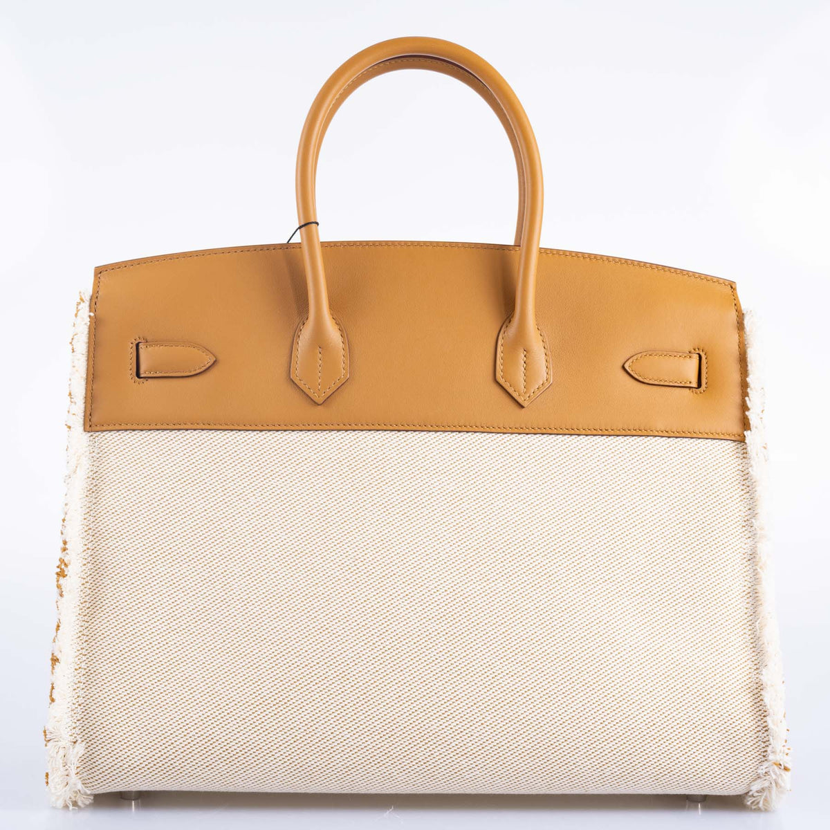 Hermès Fray Fray Birkin 35 Sesame Swift and Toile H with Palladium Hardware, rear view