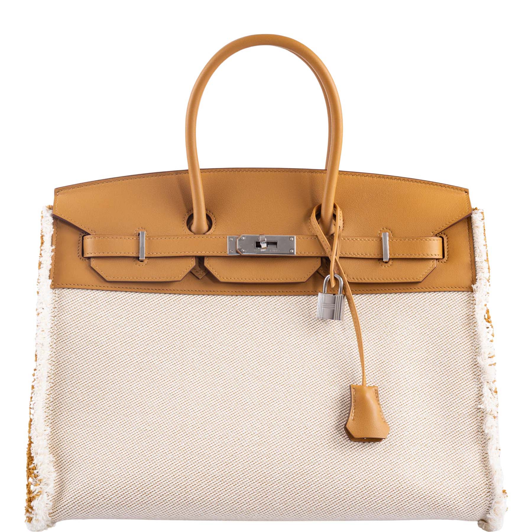 Hermès Fray Fray Birkin 35 Sesame Swift and Toile H with Palladium Hardware