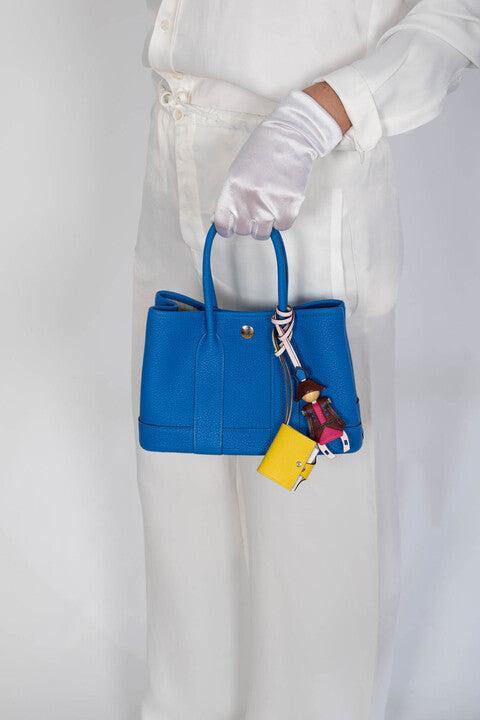Hermès Garden Party 30 (TPM) Blue Hydra Negonda Leather Palladium