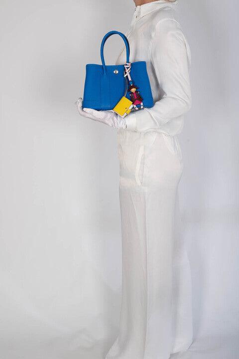 Hermès Garden Party 30 (TPM) Blue Hydra Negonda Leather Palladium