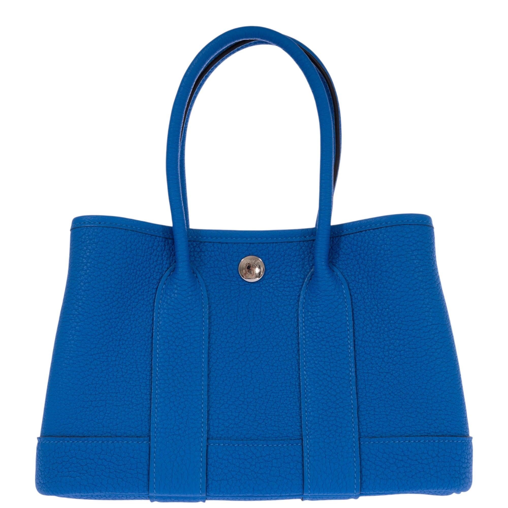 Hermès Garden Party 30 (TPM) Blue Hydra Negonda Leather Palladium Hardware
