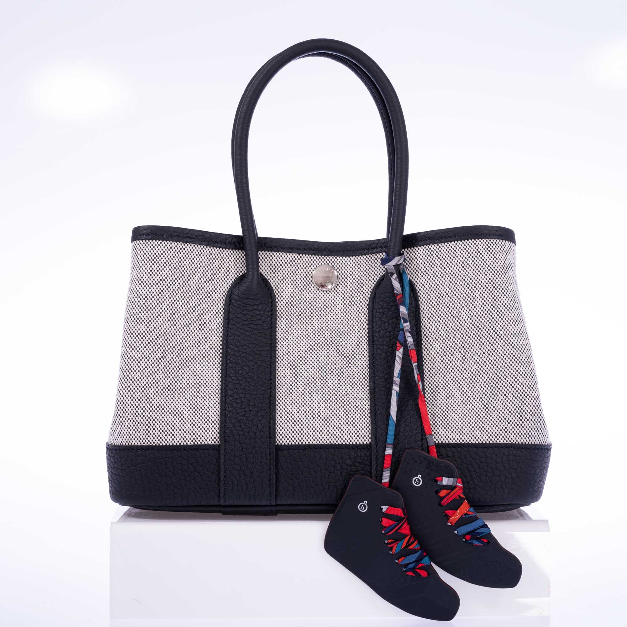 Hermès Garden Party Micro (TTPM) Toile H Viking & Ébène Veau