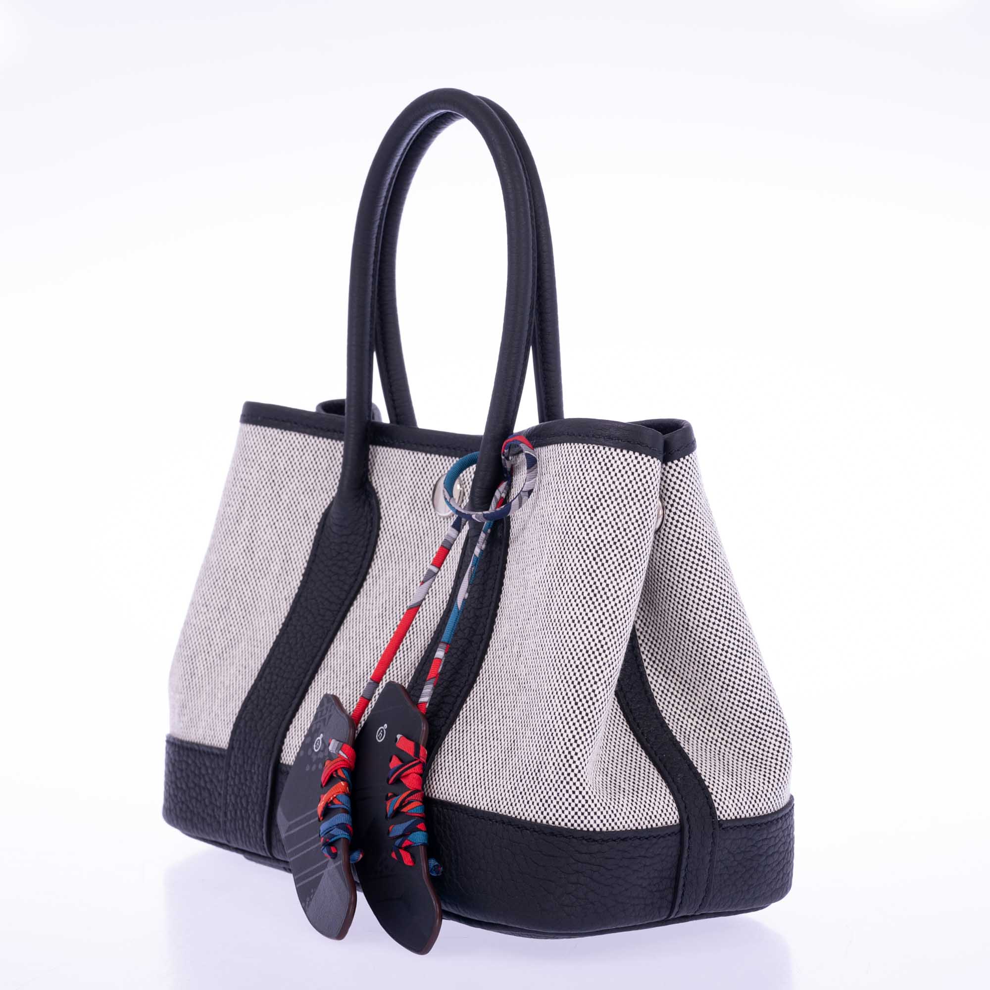 Hermès Garden Party Micro (TTPM) Toile H Viking & Ébène Veau Negonda Palladium Hardware