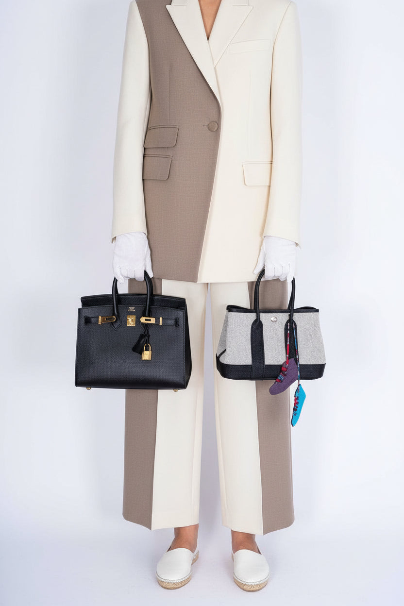 Hermès Garden Party Micro (TTPM) Toile H Viking & Ébène Veau Negonda Palladium Hardware