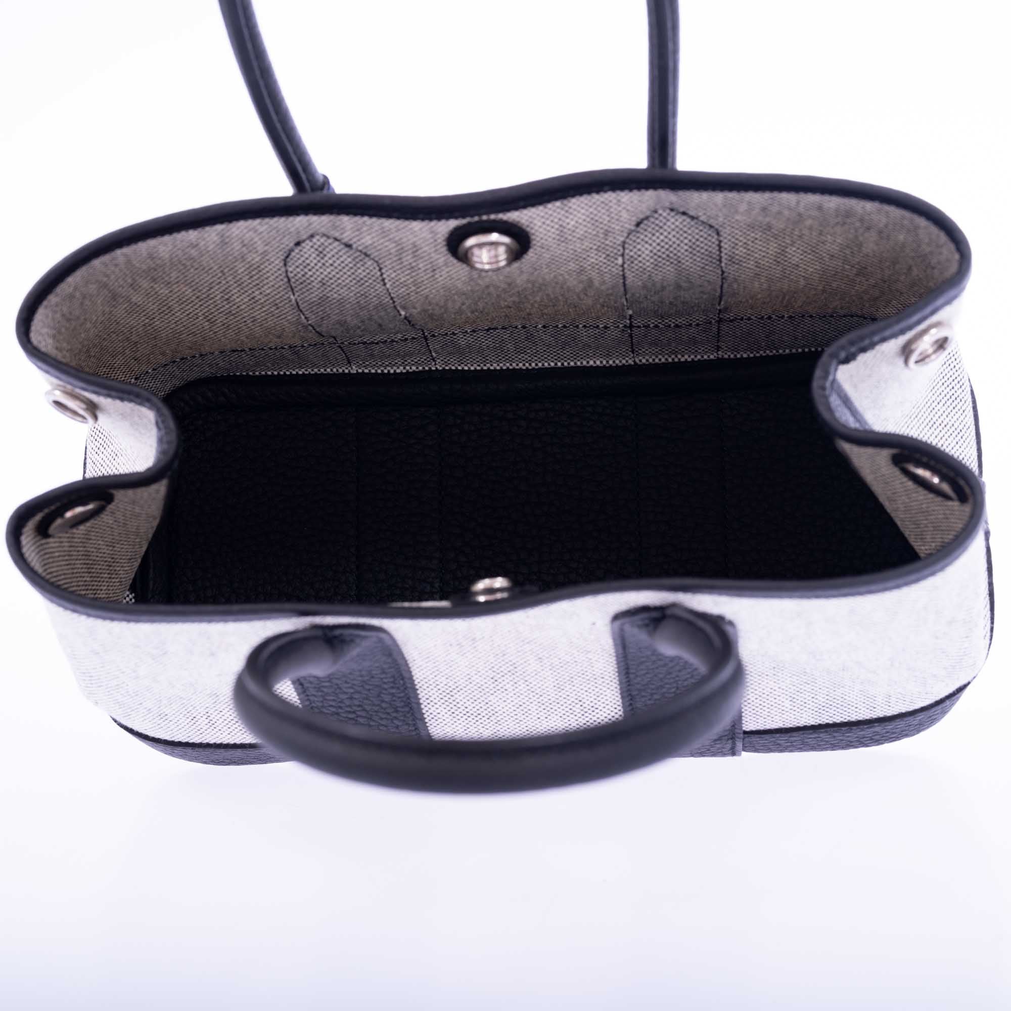 Hermès Garden Party Micro (TTPM) Toile H Viking & Ébène Veau Negonda Palladium Hardware