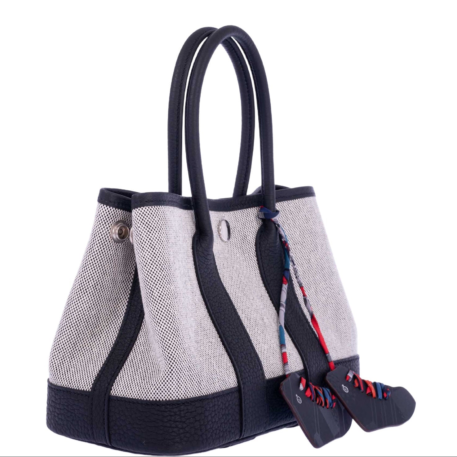 Hermès Garden Party Micro (TTPM) Toile H Viking & Ébène Veau Negonda Palladium Hardware