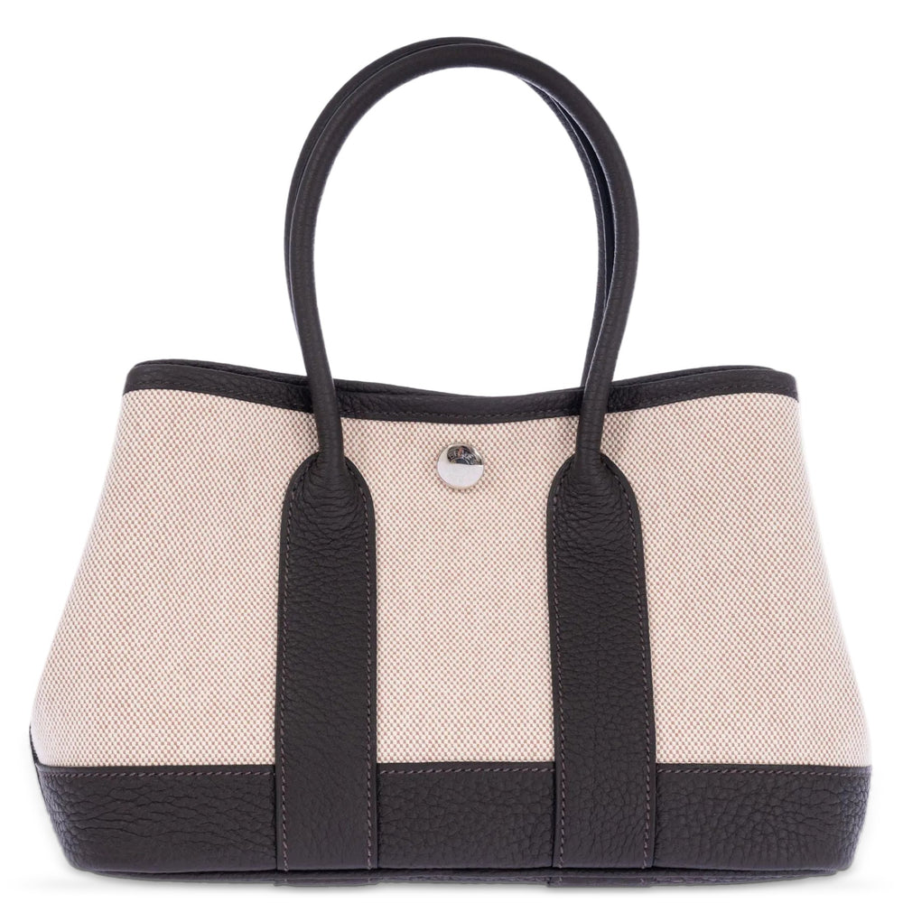 Hermès Garden Party Micro (TTPM) Toile H Viking & Ébène Negonda Palladium Hardware, front view