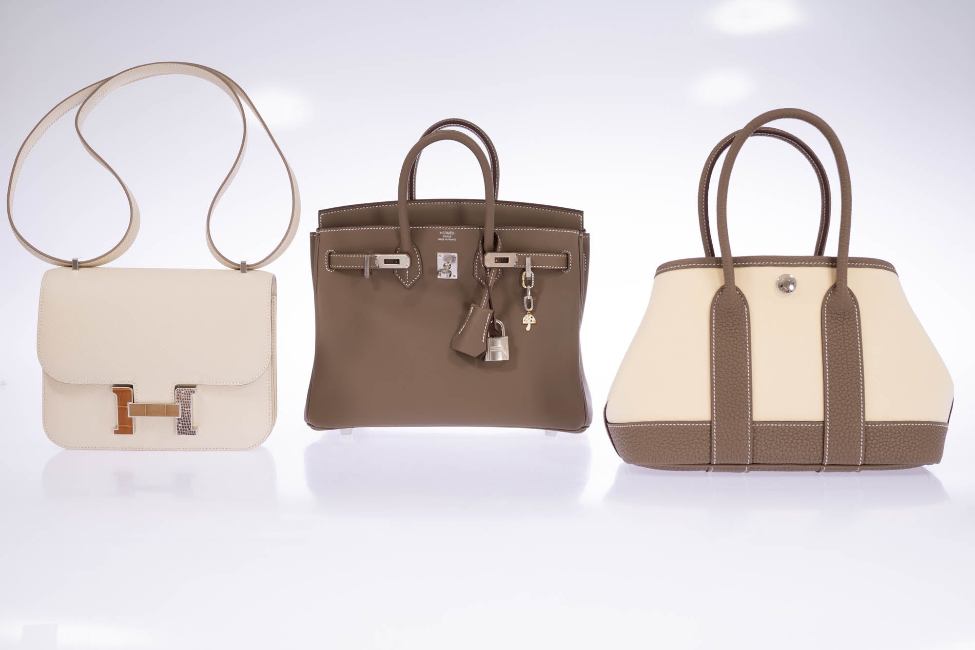 Hermès Garden Party Neo 23 Vanille Toile Officier & Étoupe Negonda Palladium Hardware