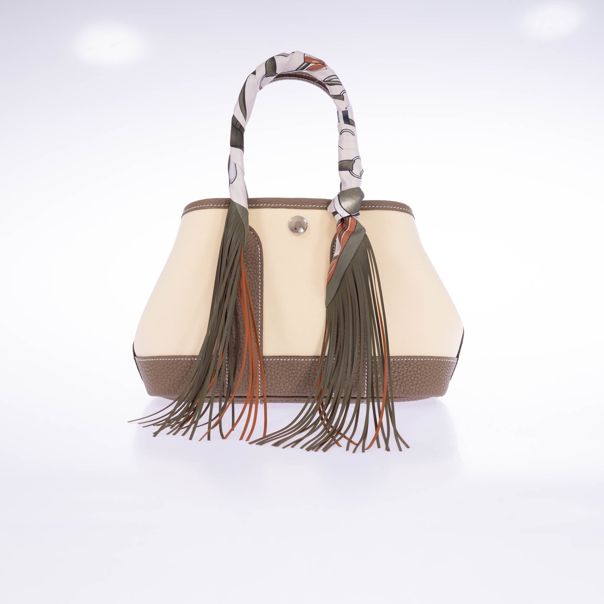 Hermès Garden Party Neo 23 Vanille Toile Officier & Étoupe Negonda Palladium Hardware