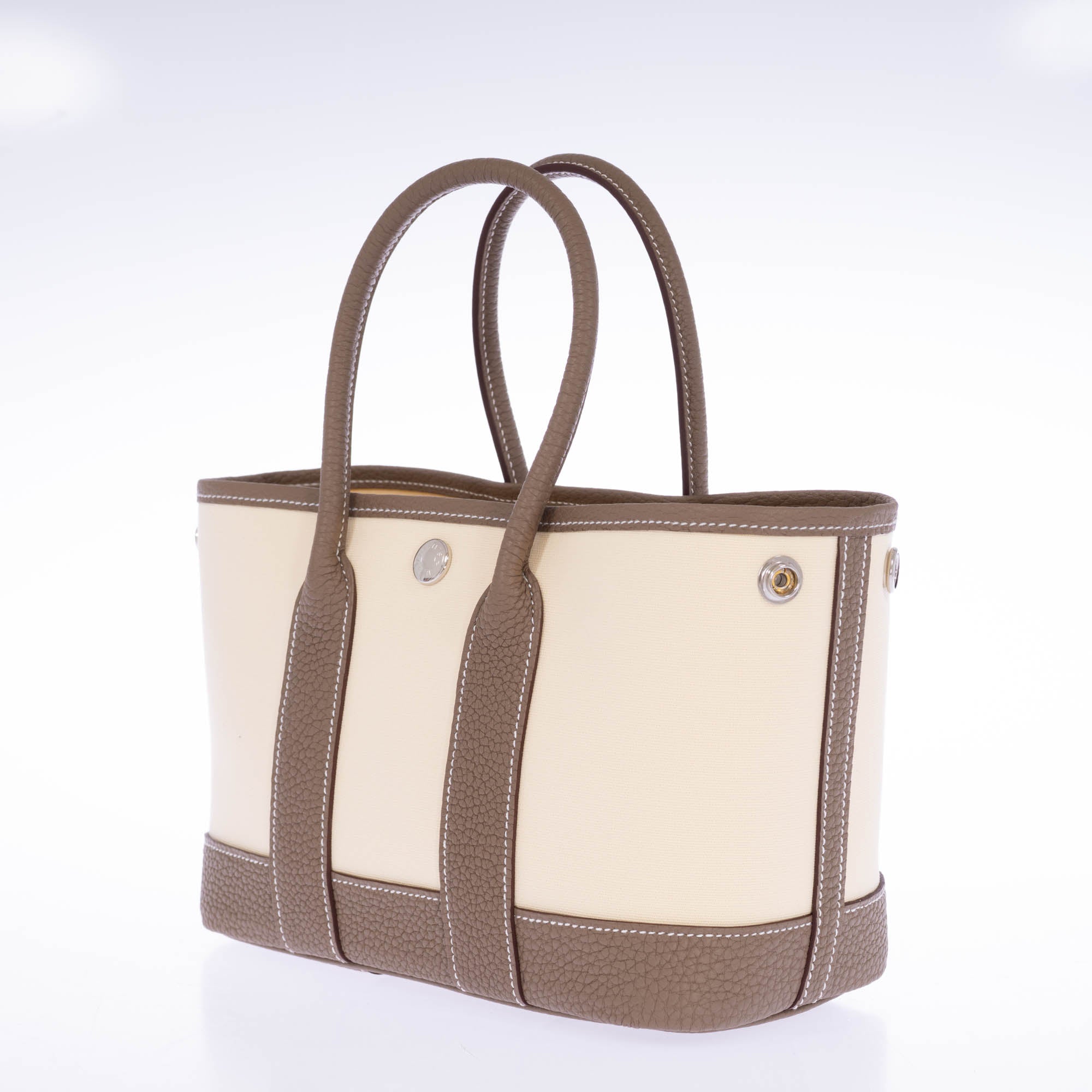 Hermès Garden Party Neo 23 Vanille Toile Officier & Étoupe Negonda Palladium Hardware