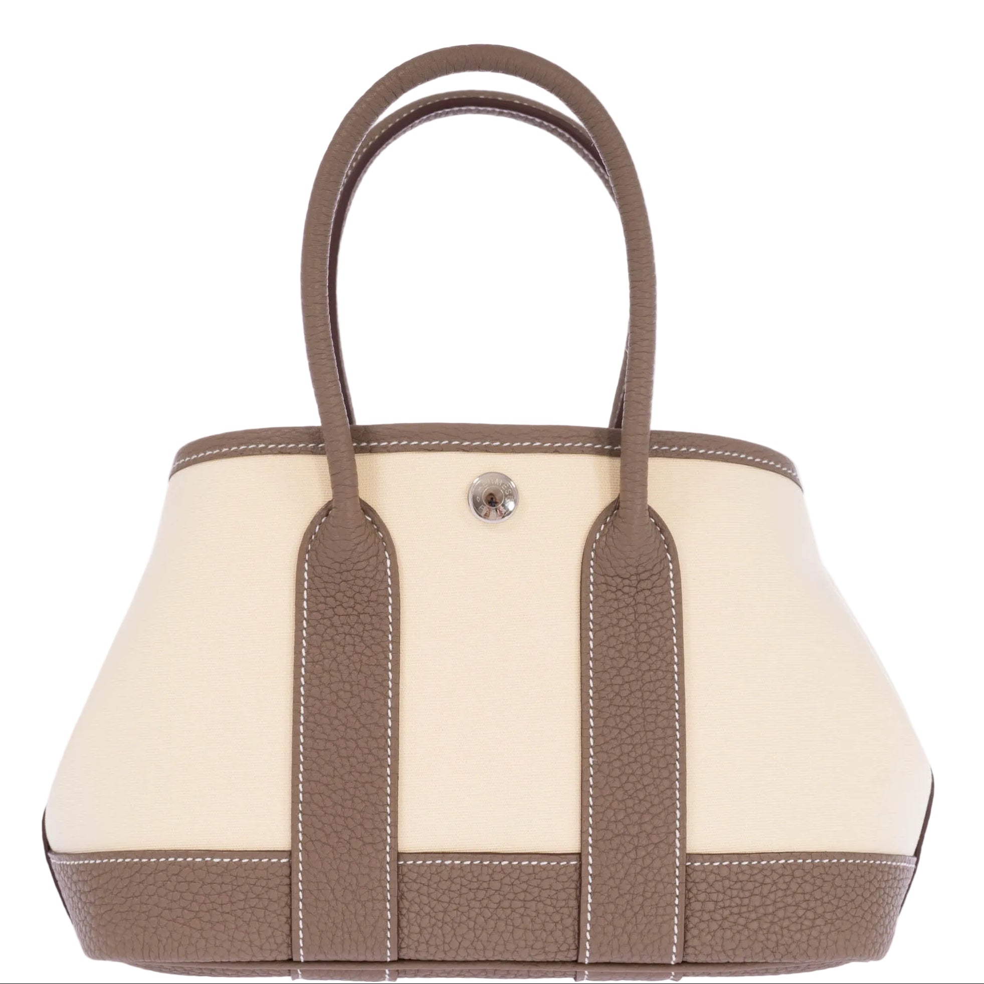 Hermès Garden Party Neo 23 Vanille Toile Officier & Étoupe Negonda Palladium Hardware