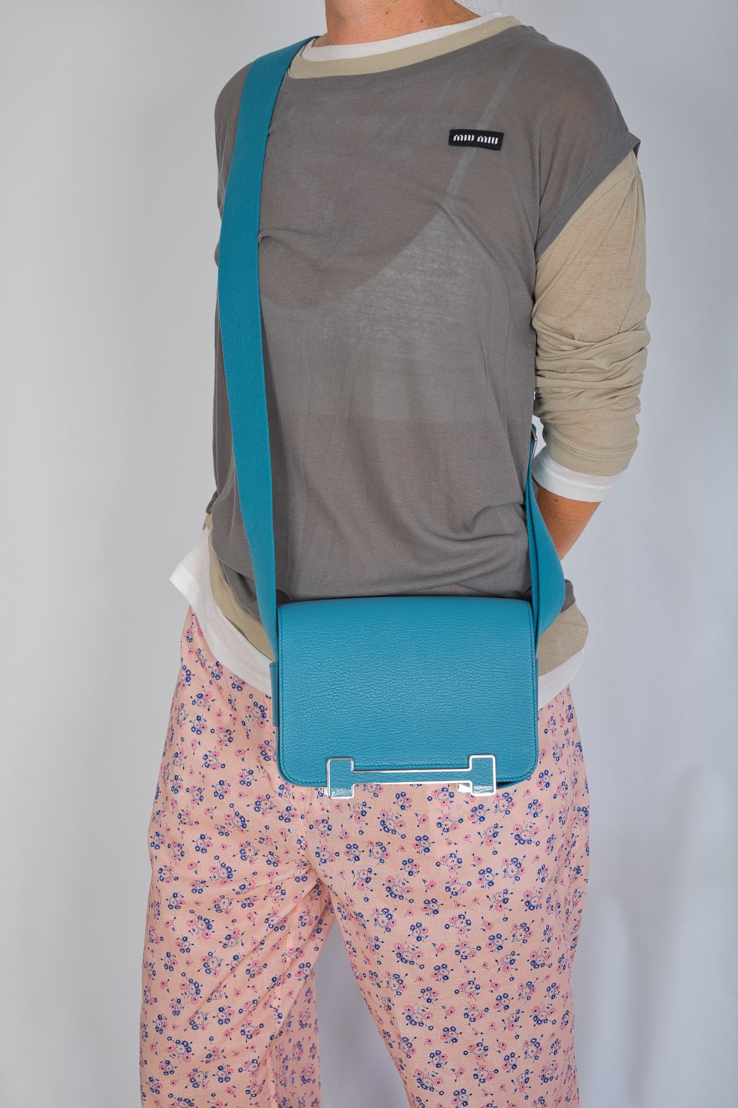 Hermès Geta Bag Blue Jean Chèvre Palladium Hardware | JANEFINDS