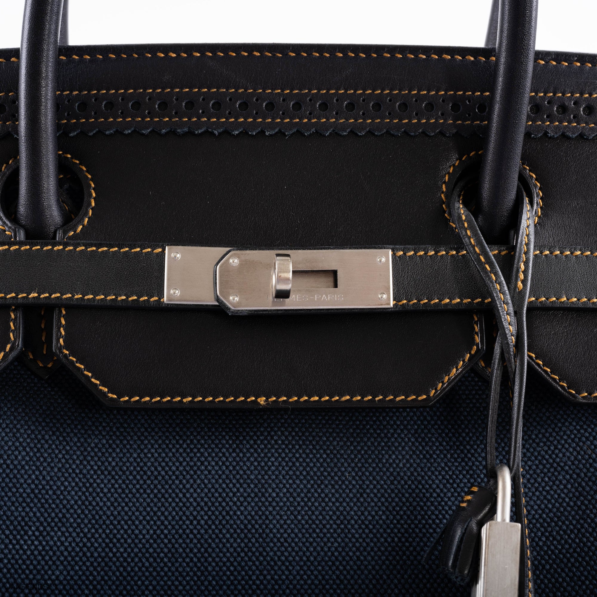 Hermès Ghillies Birkin 40 Indigo Denim and Noir Evercalf, rear view