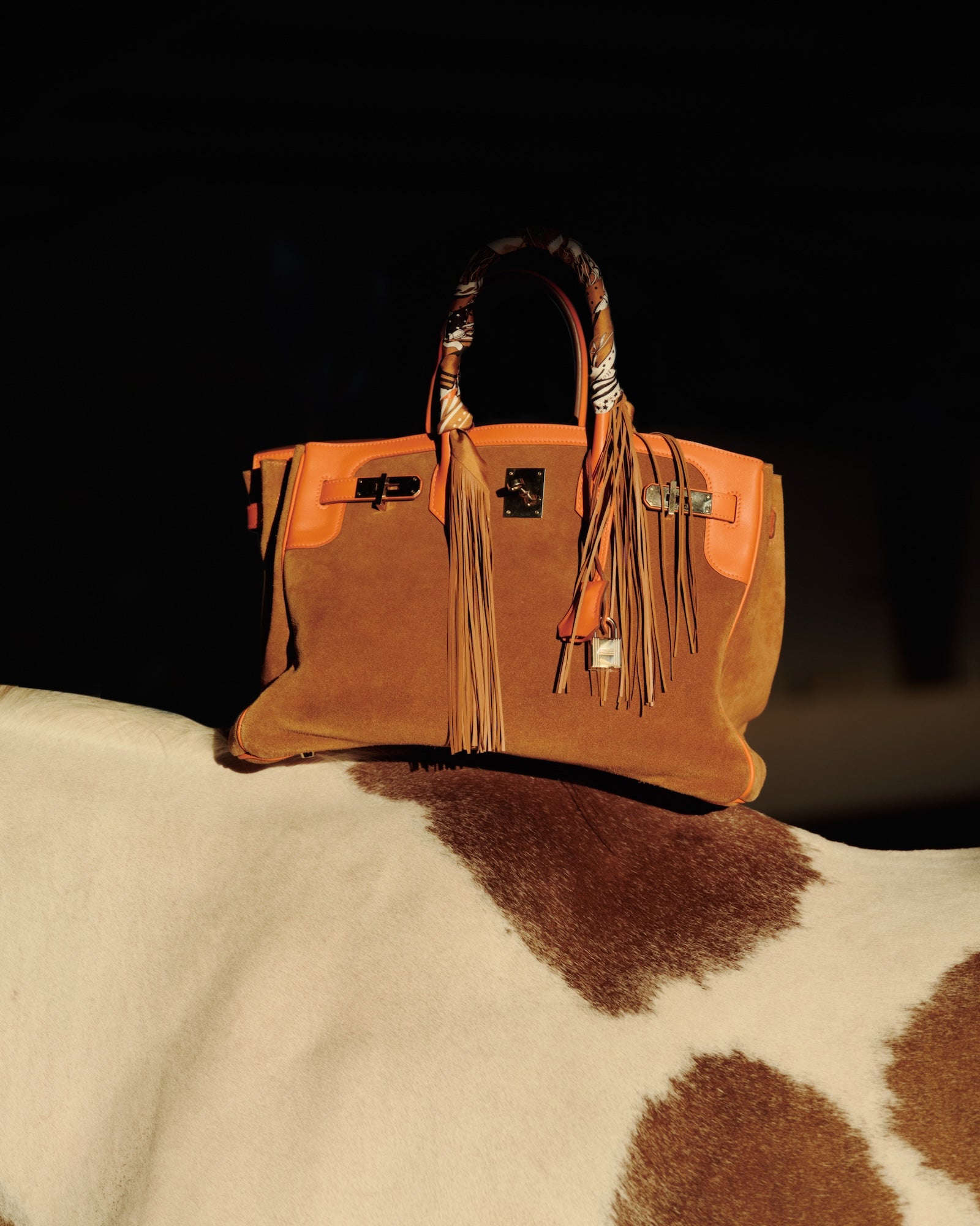 Hermès Grizzly Birkin 35 Capucine Evercolor and Fauve Suede Permabrass Hardware