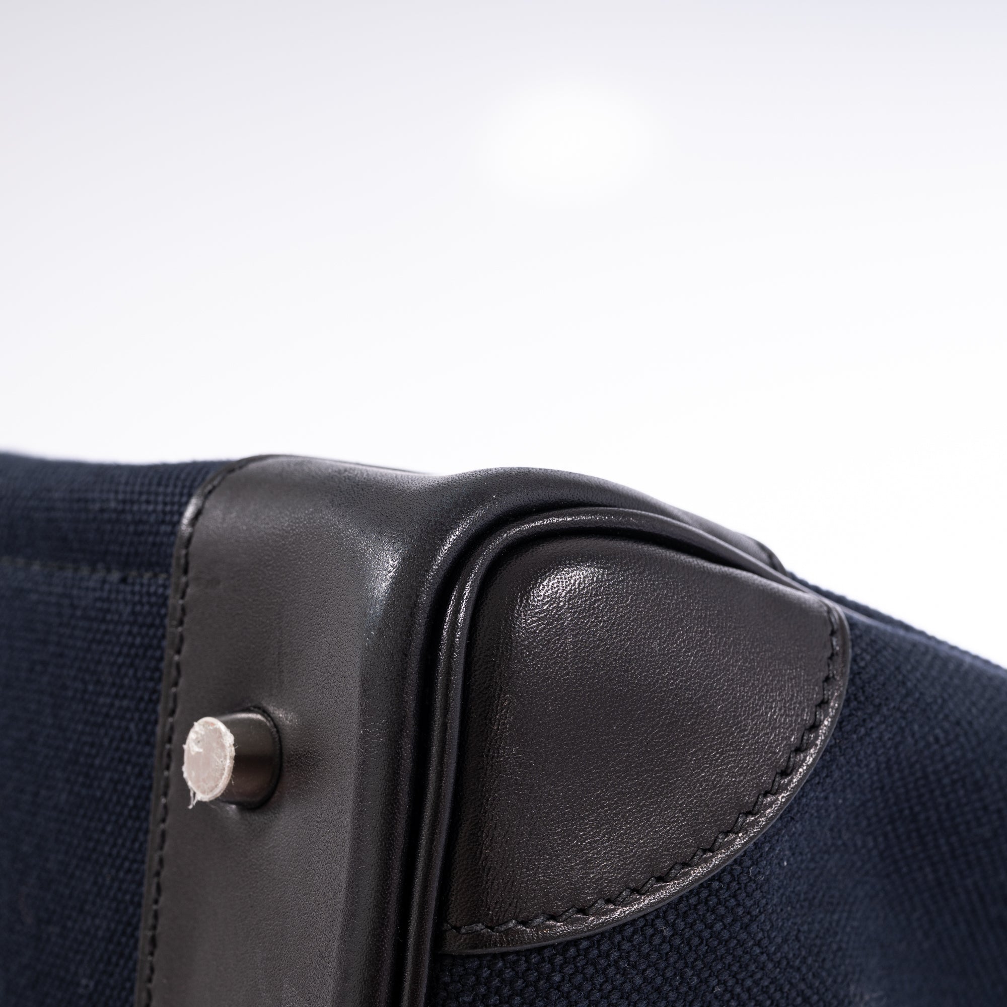 Hermès HAC 40 Cargo Bleu Marine Toile Black Box Calf Palladium Hardware