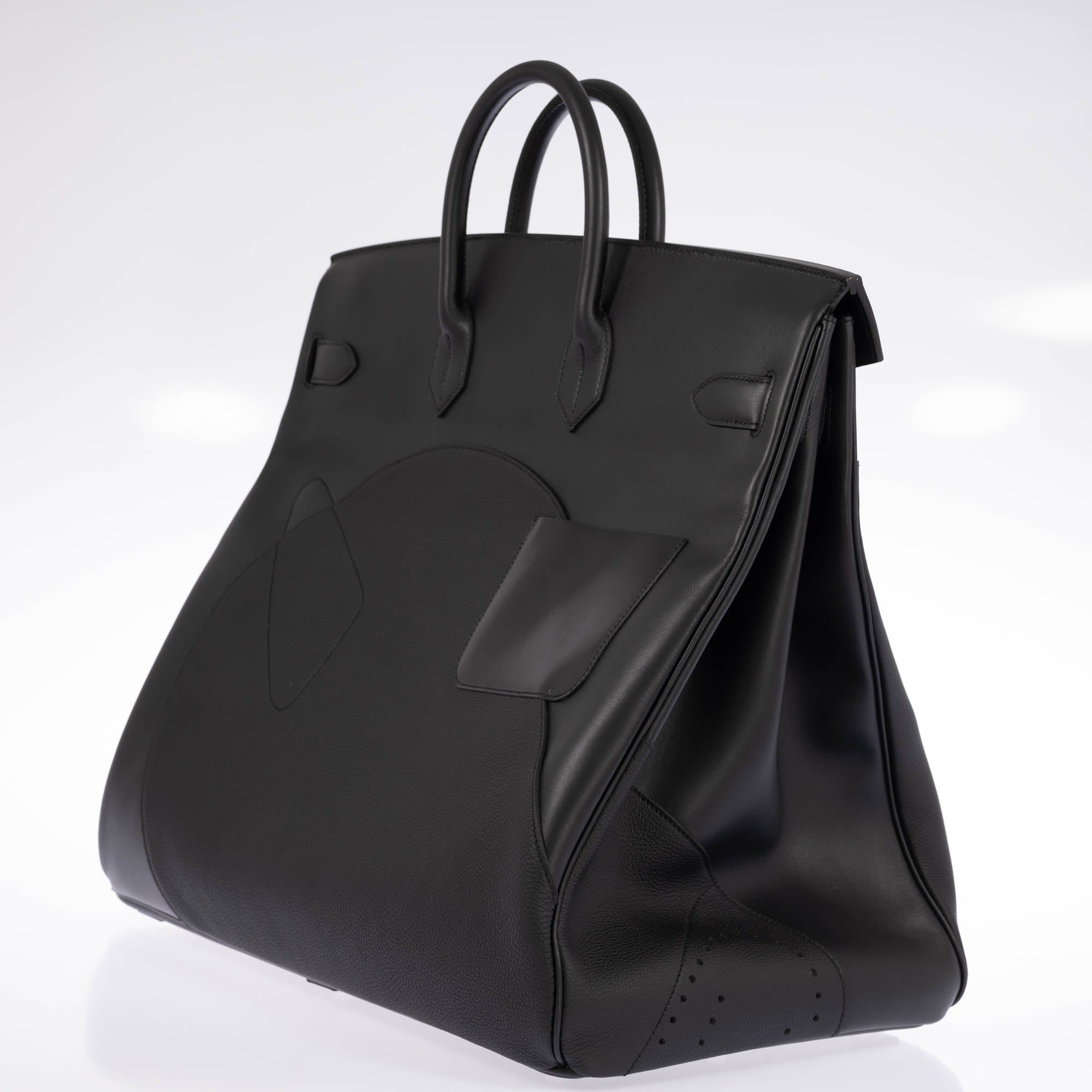 Hermès HAC 50 en Selle Noir Togo/Swift/Box Palladium Hardware