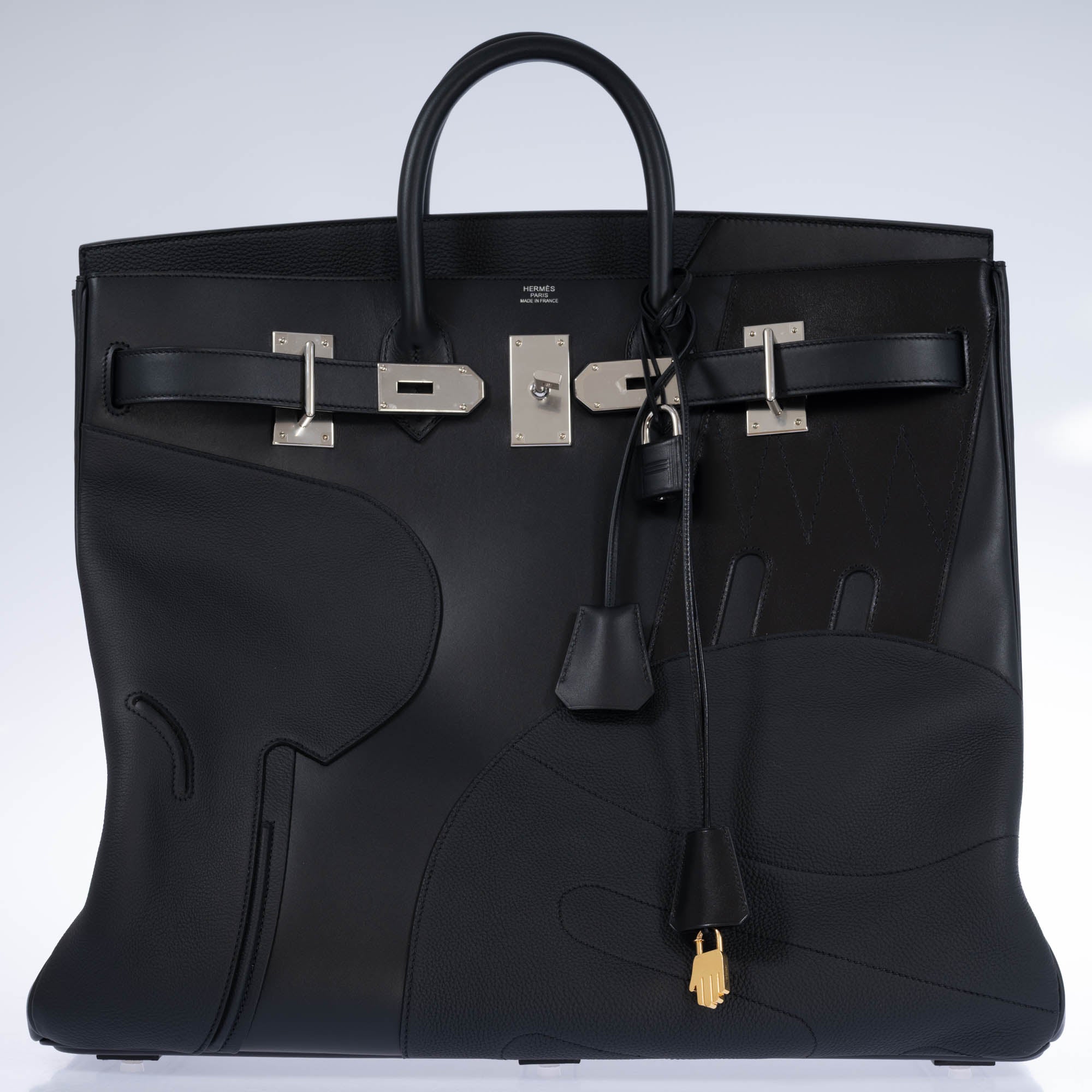 Hermès HAC 50 en Selle Noir Togo/Swift/Box Palladium Hardware