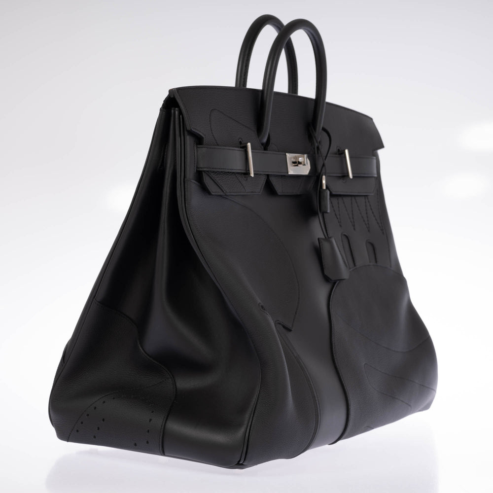 Hermès HAC 50 en Selle Noir Togo/Swift/Box Palladium Hardware
