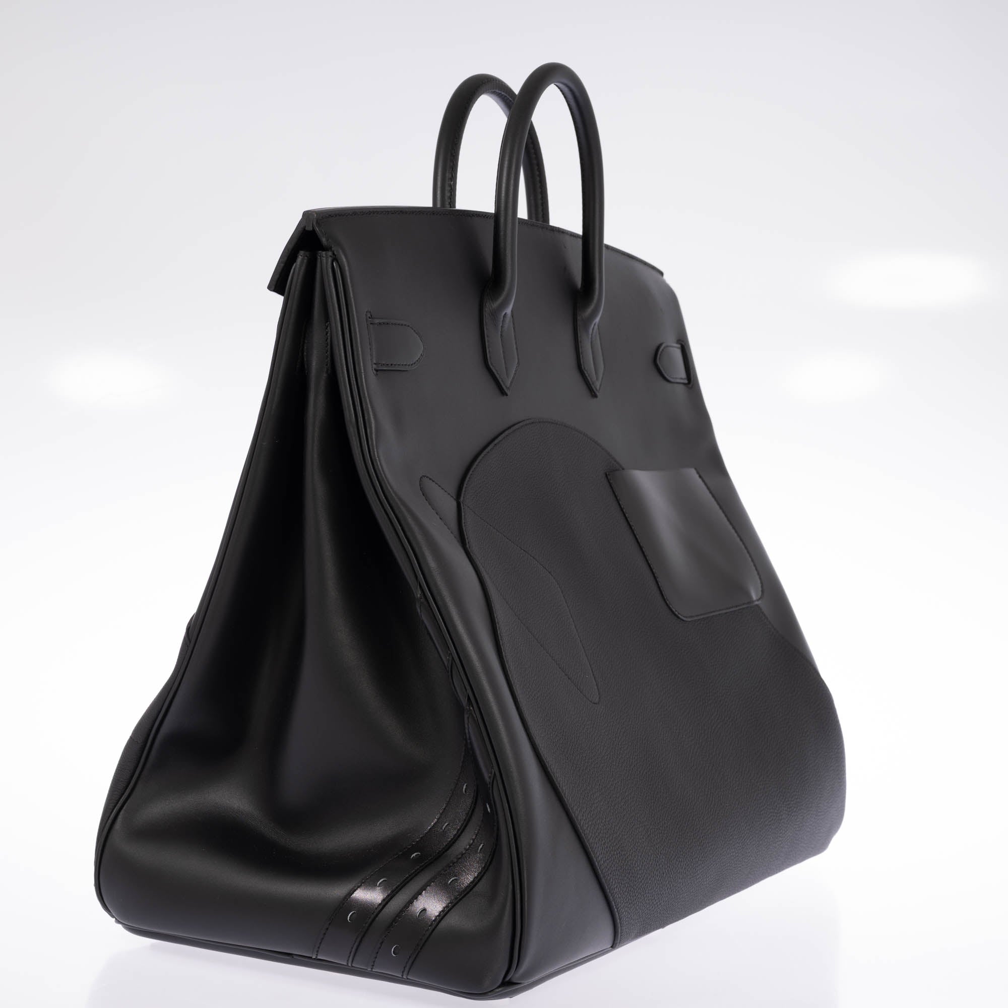 Hermès HAC 50 en Selle Noir Togo/Swift/Box Palladium Hardware