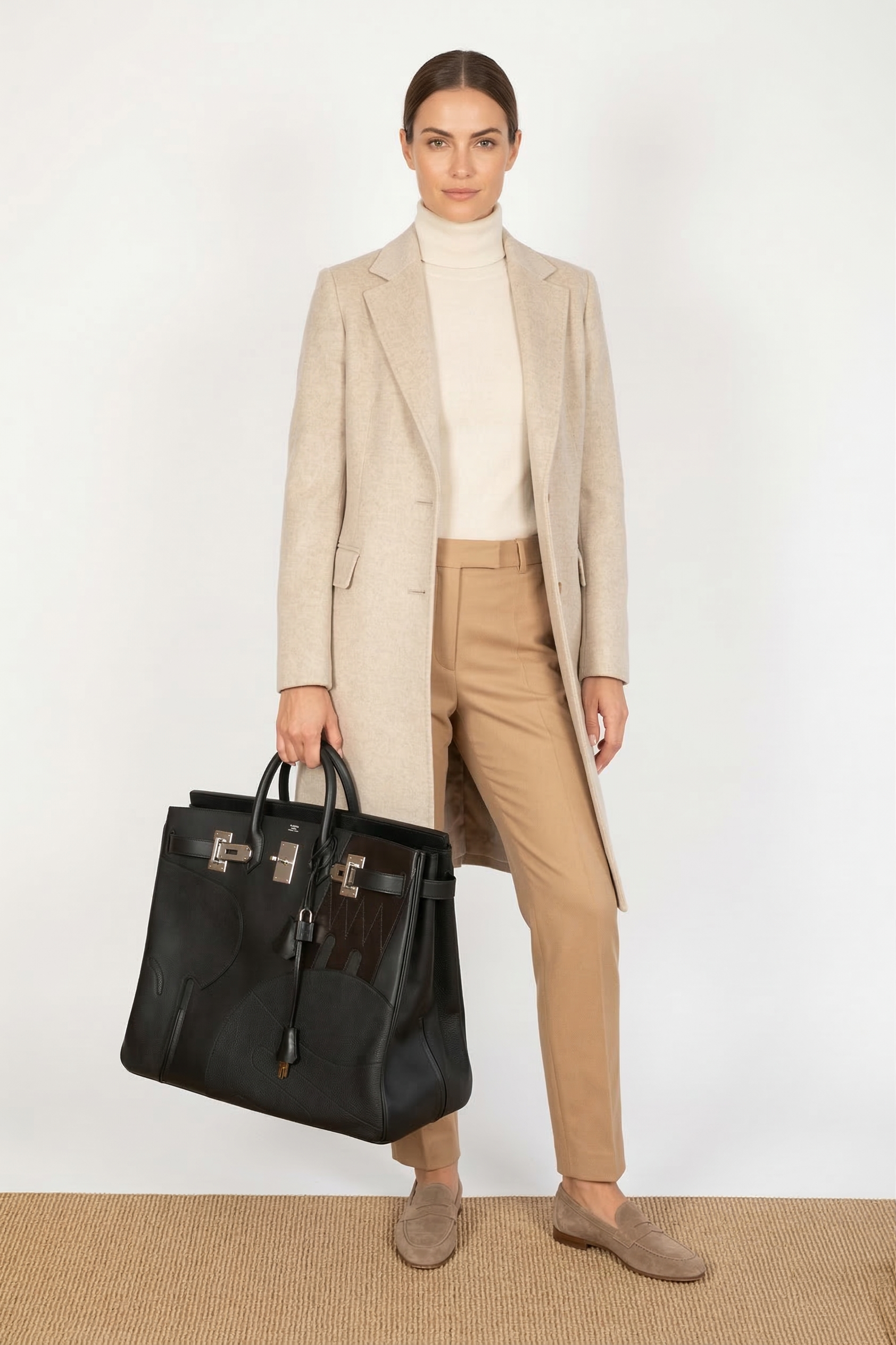Hermès HAC 50 en Selle Noir Togo/Swift/Box Palladium Hardware