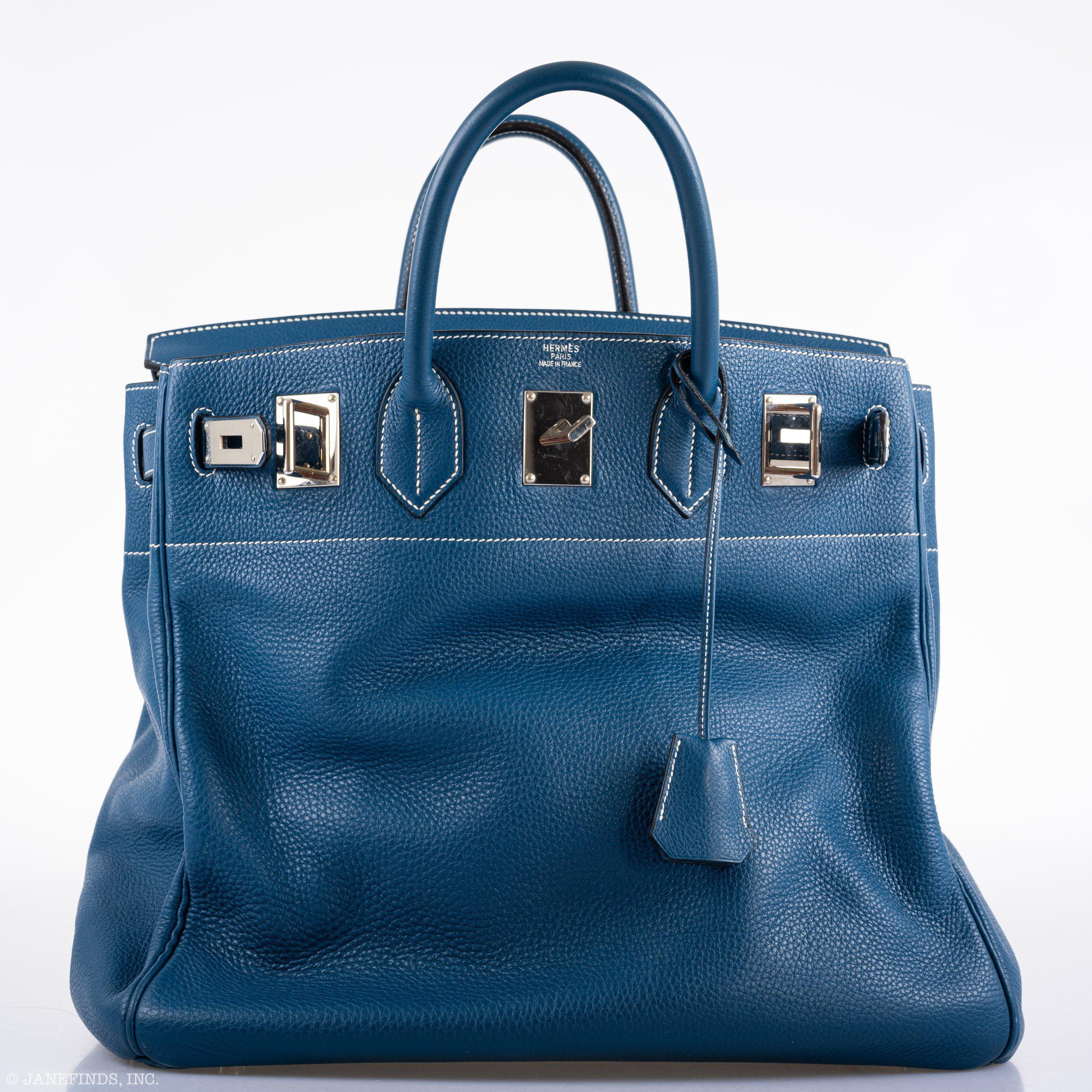 Hermès HAC Birkin 40 Bleu Thalassa Togo Palladium Hardware