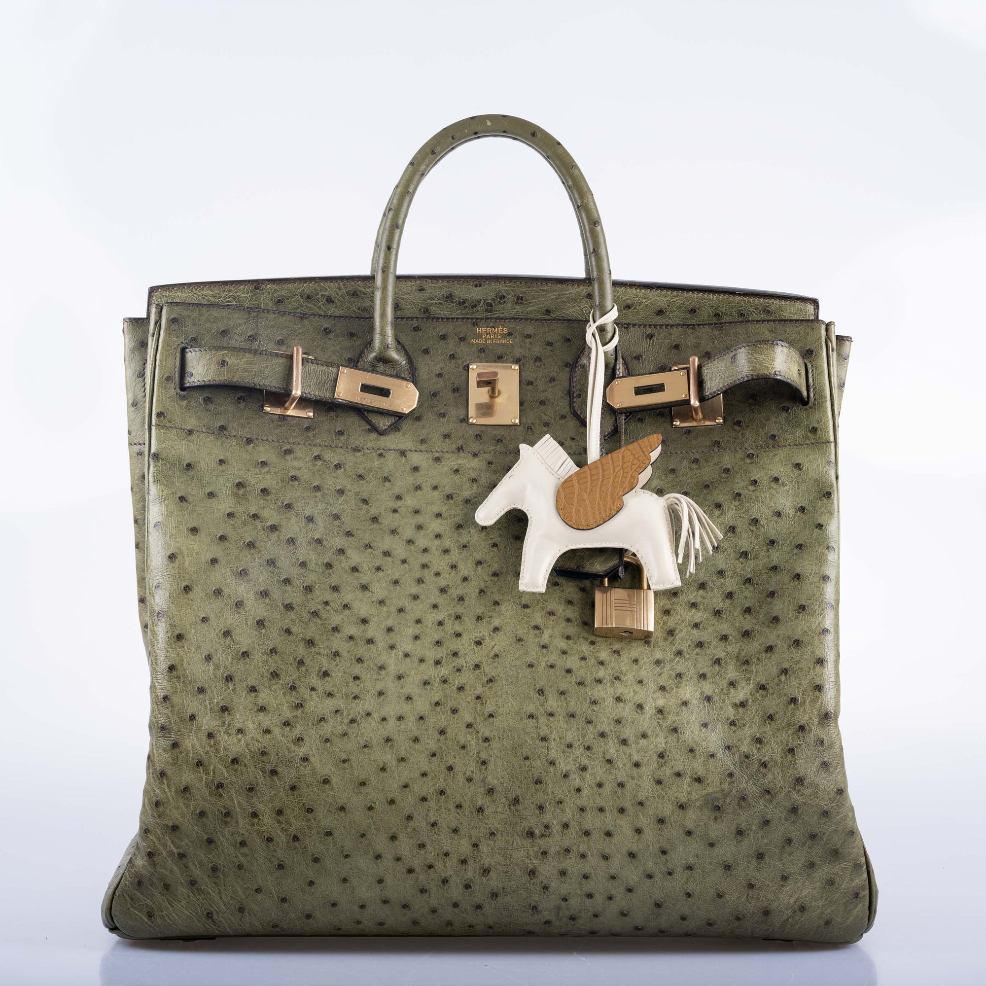 Hermès HAC Birkin 40 Vert Olive Ostrich Gold Hardware