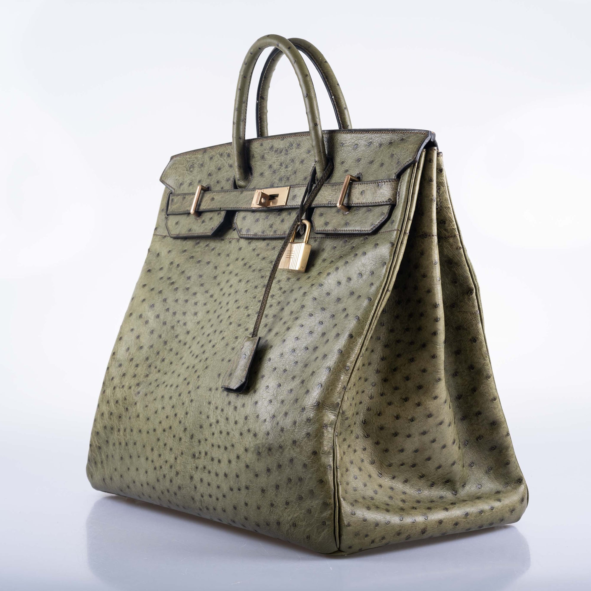 Hermès HAC Birkin 40 Vert Olive Ostrich Gold Hardware