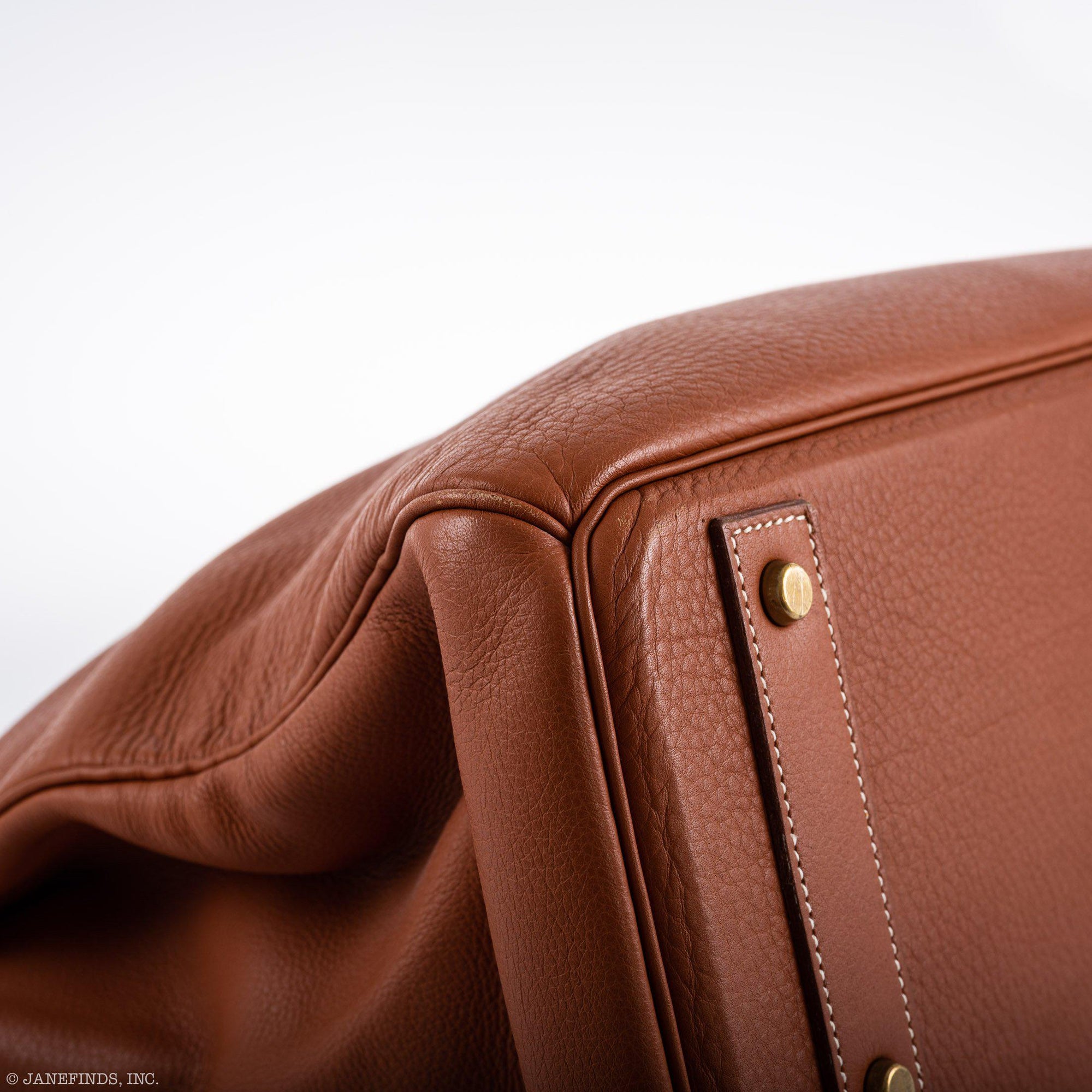 Hermès HAC Birkin 45 Etrusque Clémence Leather Gold Hardware