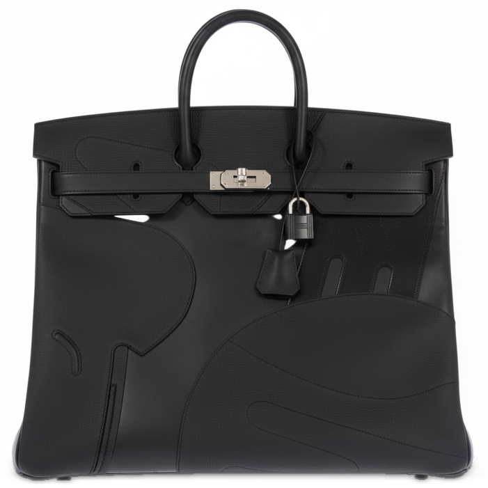 Hermès HAC Birkin 50 en Selle Noir Togo, Swift and Box Palladium Hardware, front view