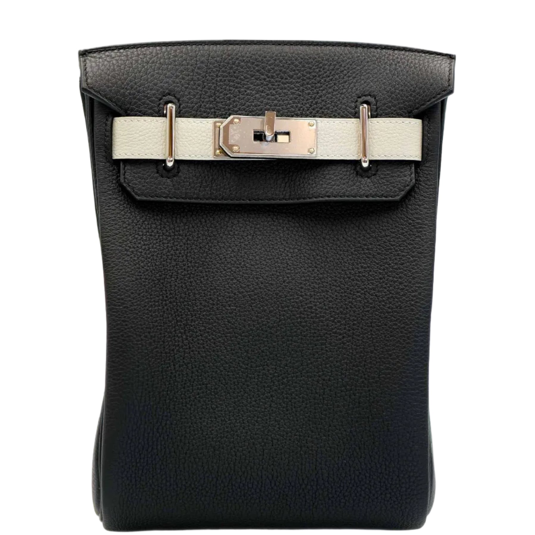 Hermès HAC à Dos PM HSS Noir Togo and Craie Swift Palladium Hardware
