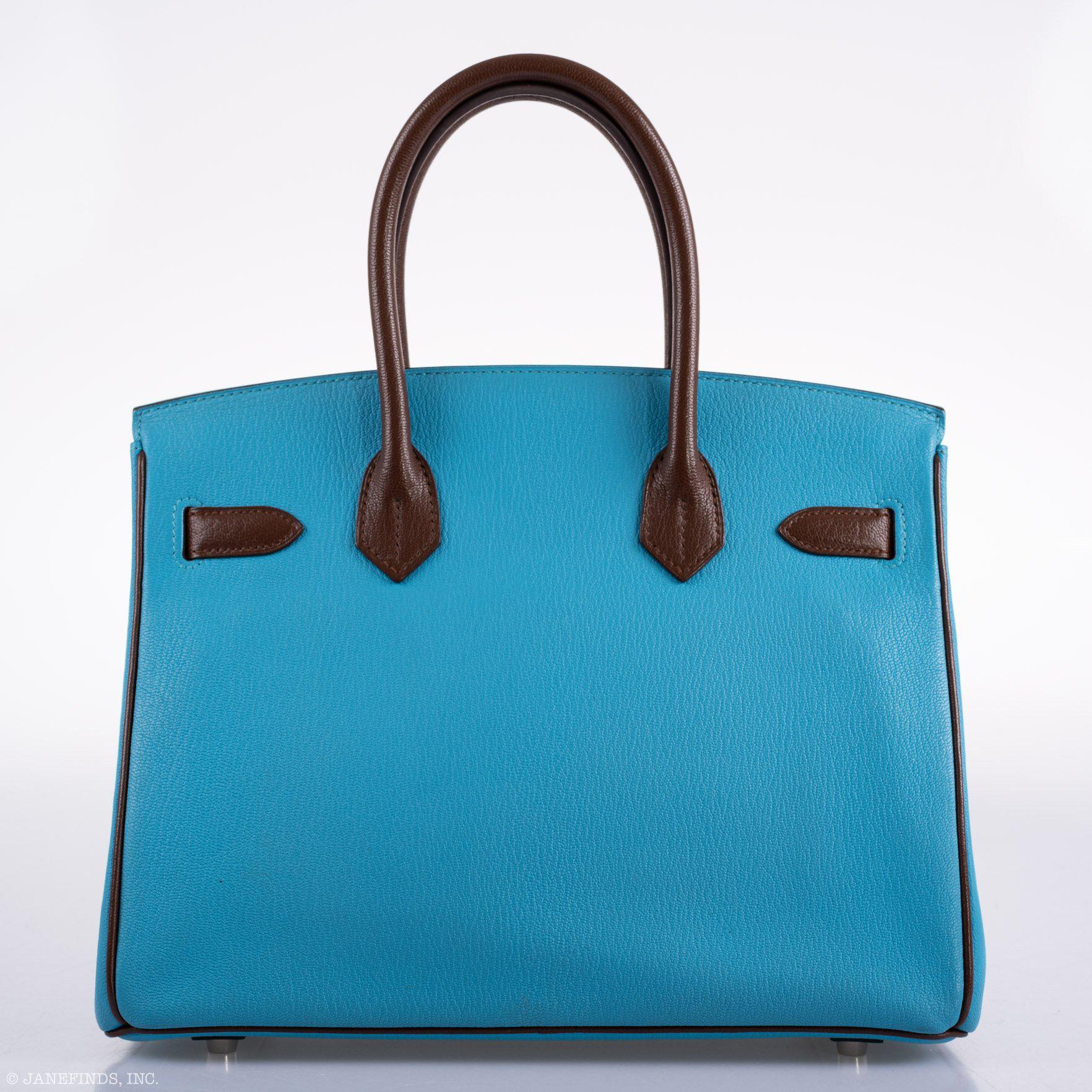 Hermès HSS Birkin 30 Bleu Aztec and Havane Chevre Palladium