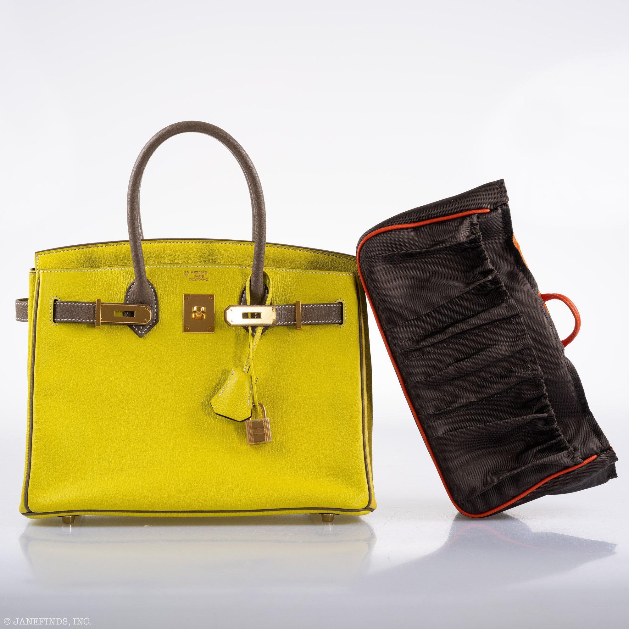 Hermès HSS Birkin 30 Lime and Etoupe Chevre Gold Hardware