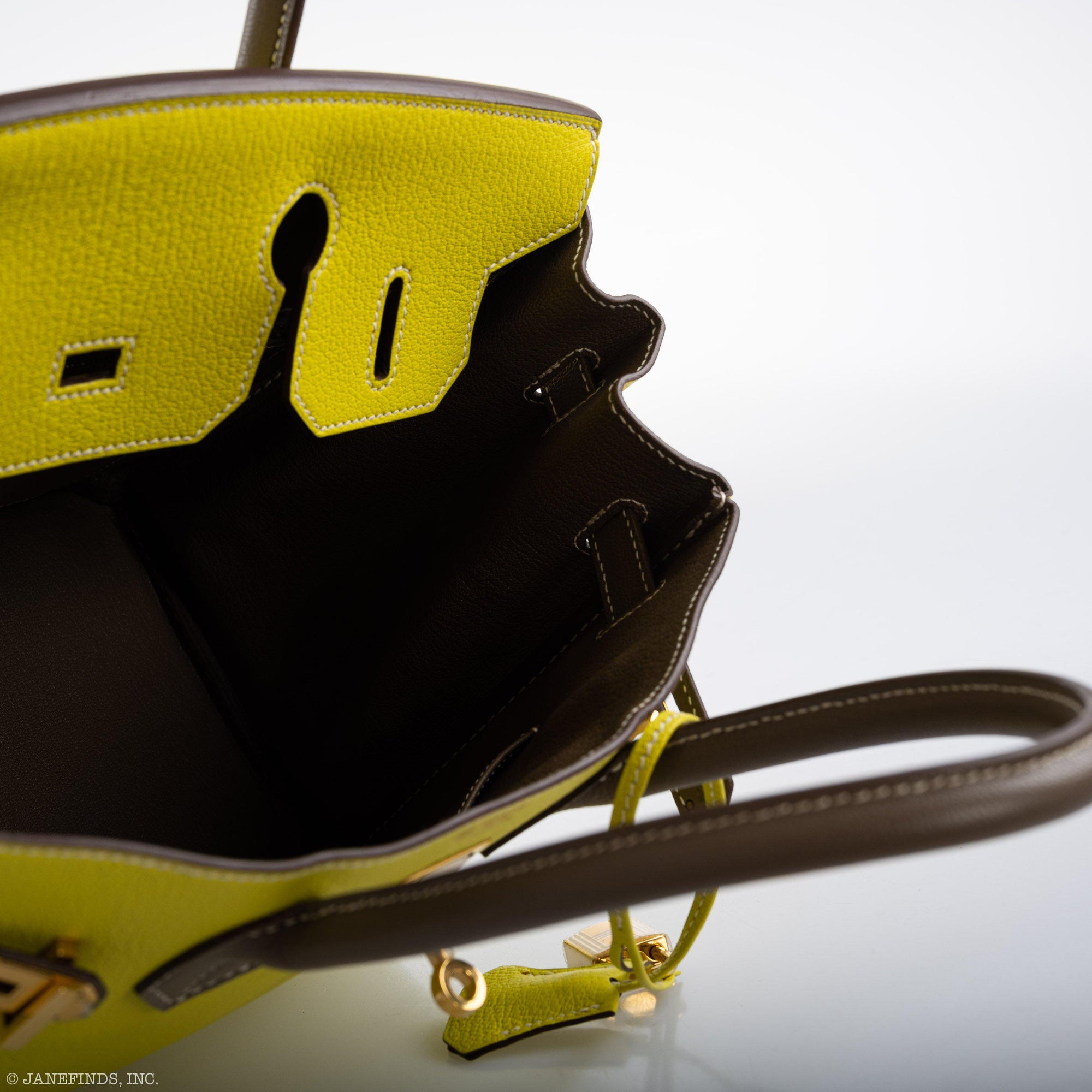 Hermès HSS Birkin 30 Lime and Etoupe Chevre Gold Hardware