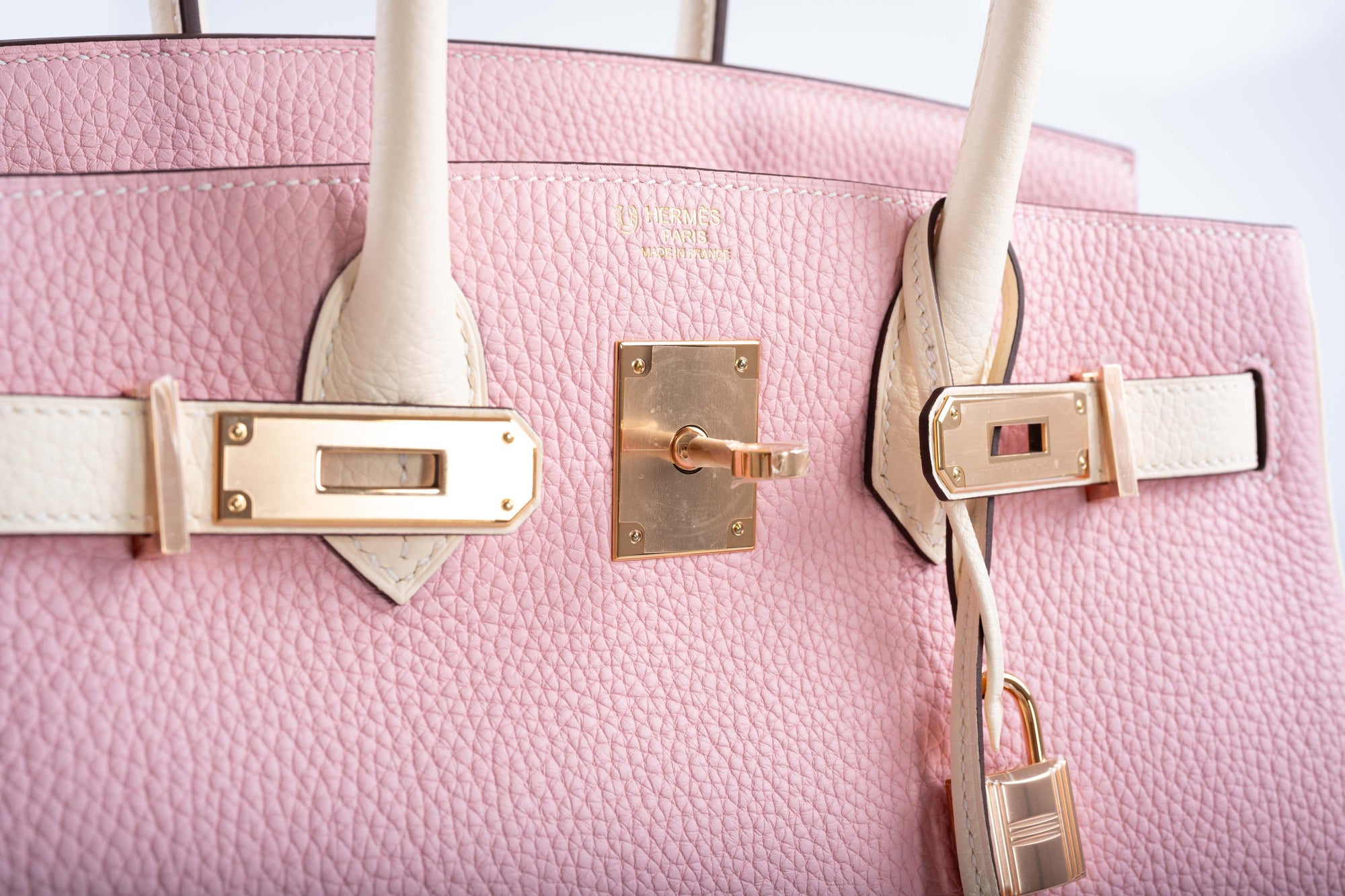 Hermès HSS Birkin 30 Rose Sakura and Craie Clemence with Rose Gold Hardware