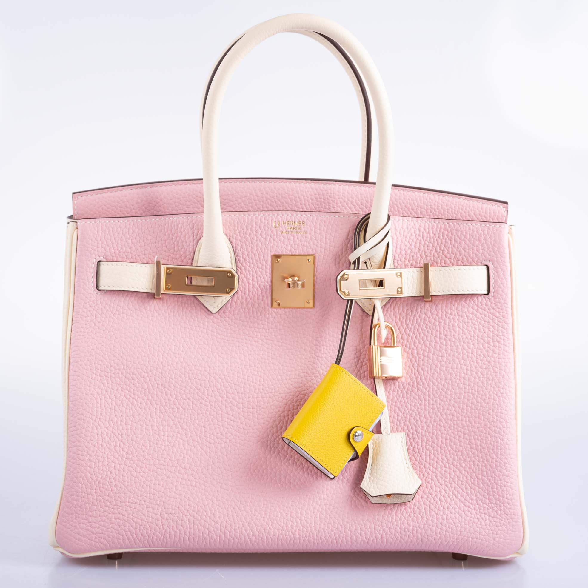 Hermès HSS Birkin 30 Rose Sakura and Craie Clemence with Rose Gold Hardware