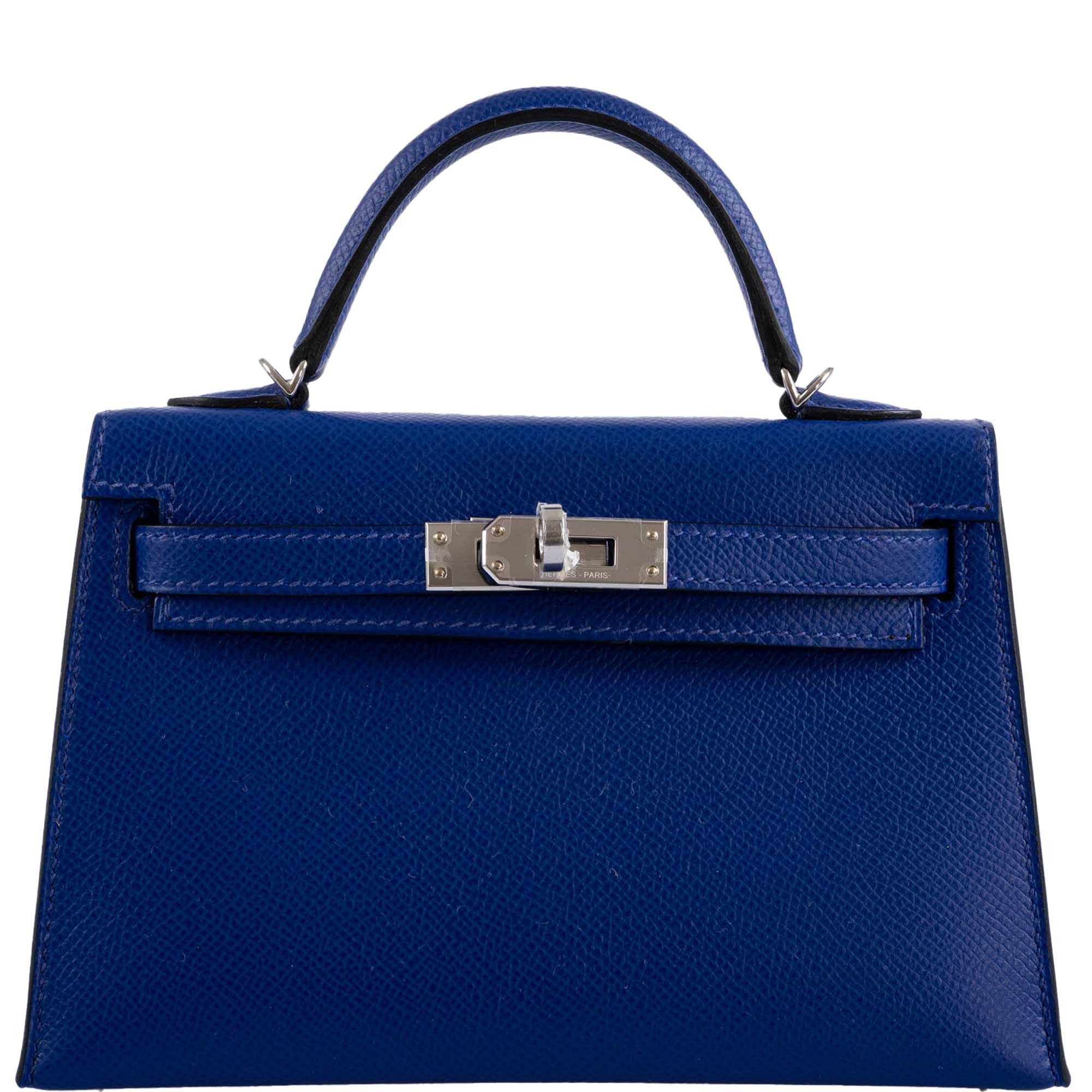 Hermès HSS Kelly 20 Mini II Sellier Blue Electric & Black Interior Epsom Palladium