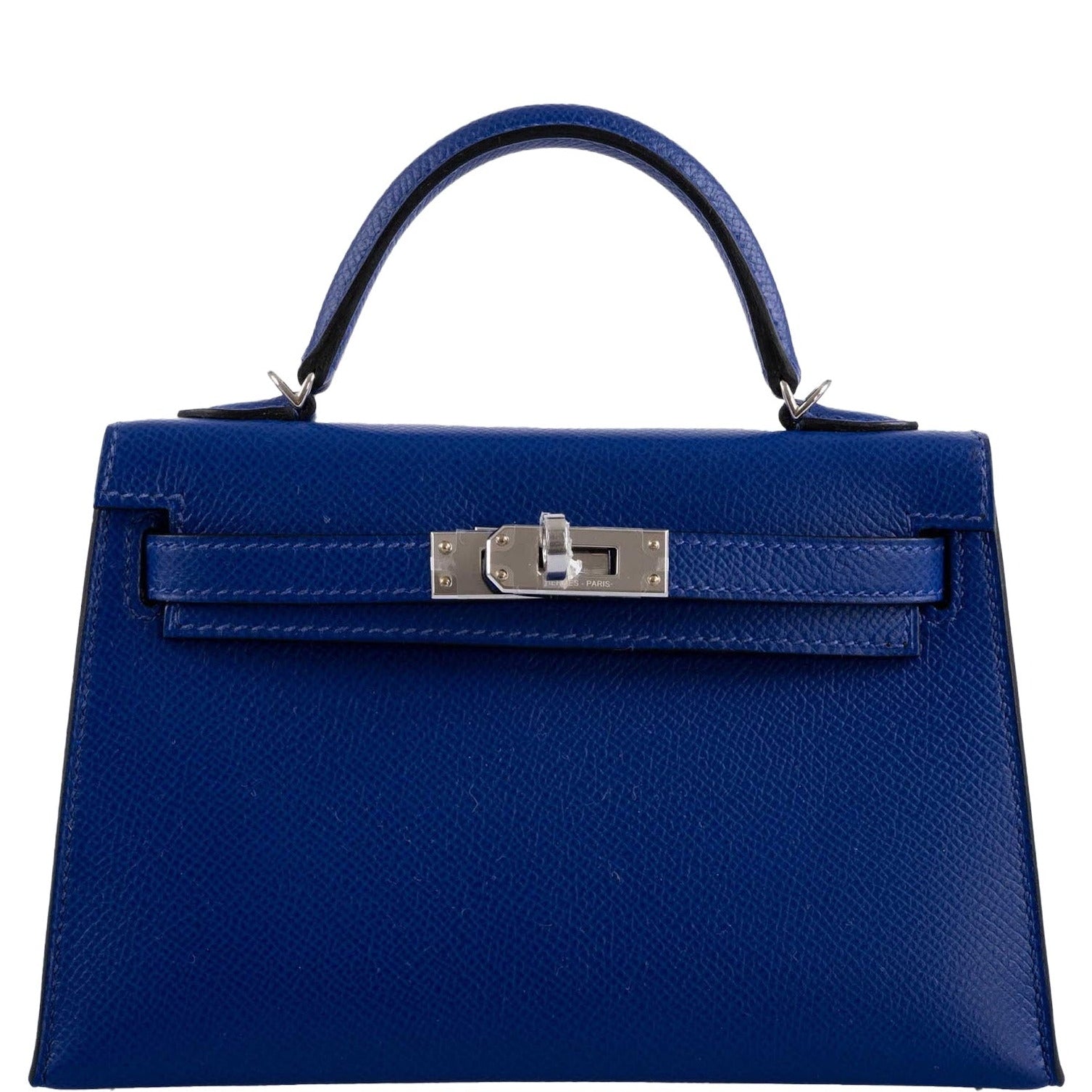 Hermès HSS Kelly 20 Mini II Sellier Blue Electric & Black Interior Epsom Palladium