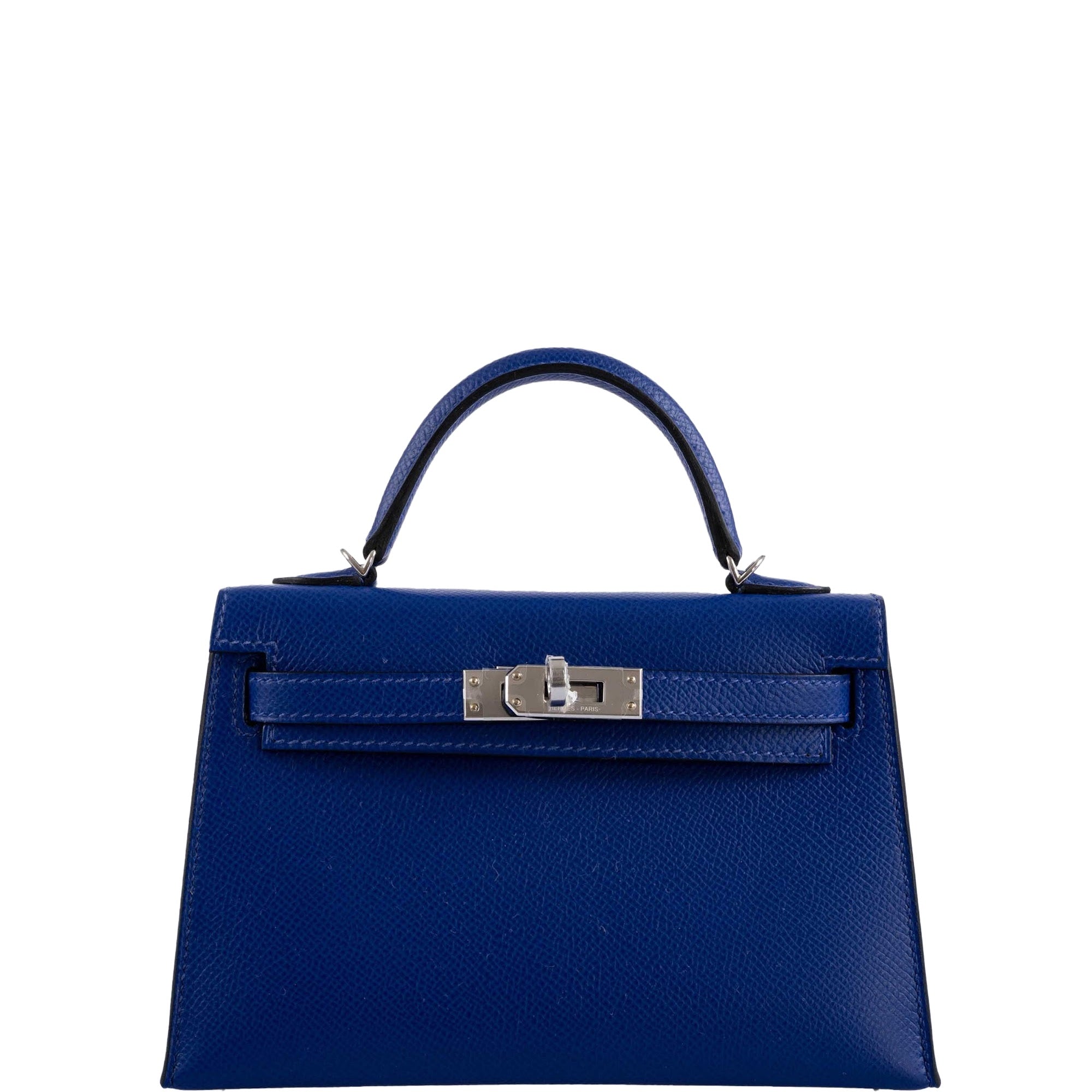 Hermès HSS Kelly 20 Mini II Sellier Blue Electric & Black Interior Epsom Palladium