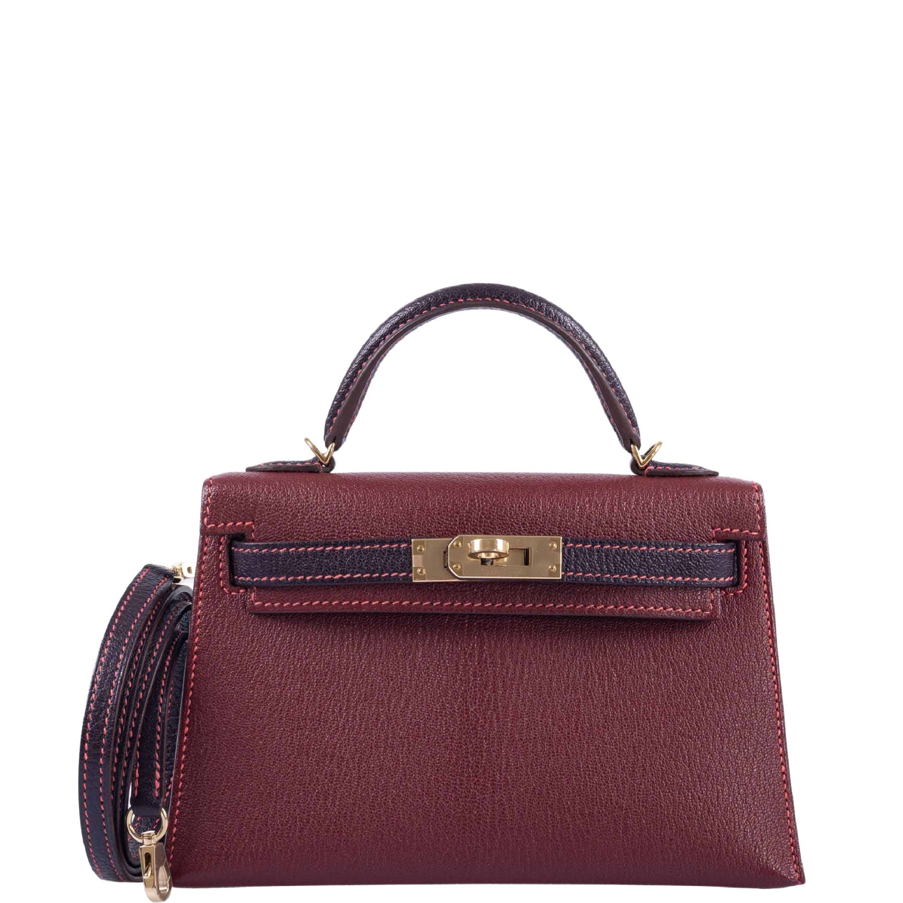 Hermès HSS Mini Kelly 20 Bordeaux and Raisin Chevre Gold Hardware