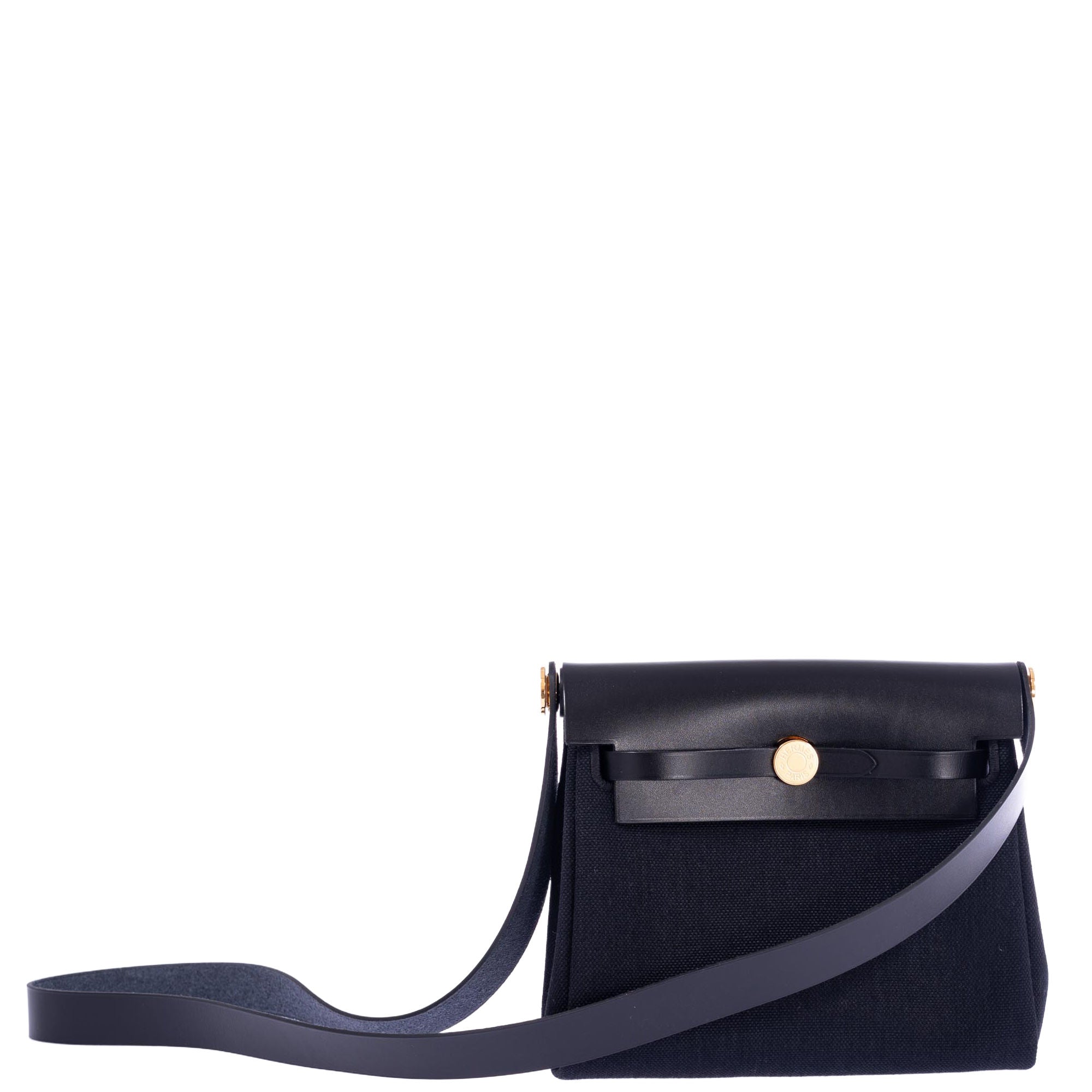 Hermès Herbag Zip 20 Black Vache Hunter and Toile Gold Hardware
