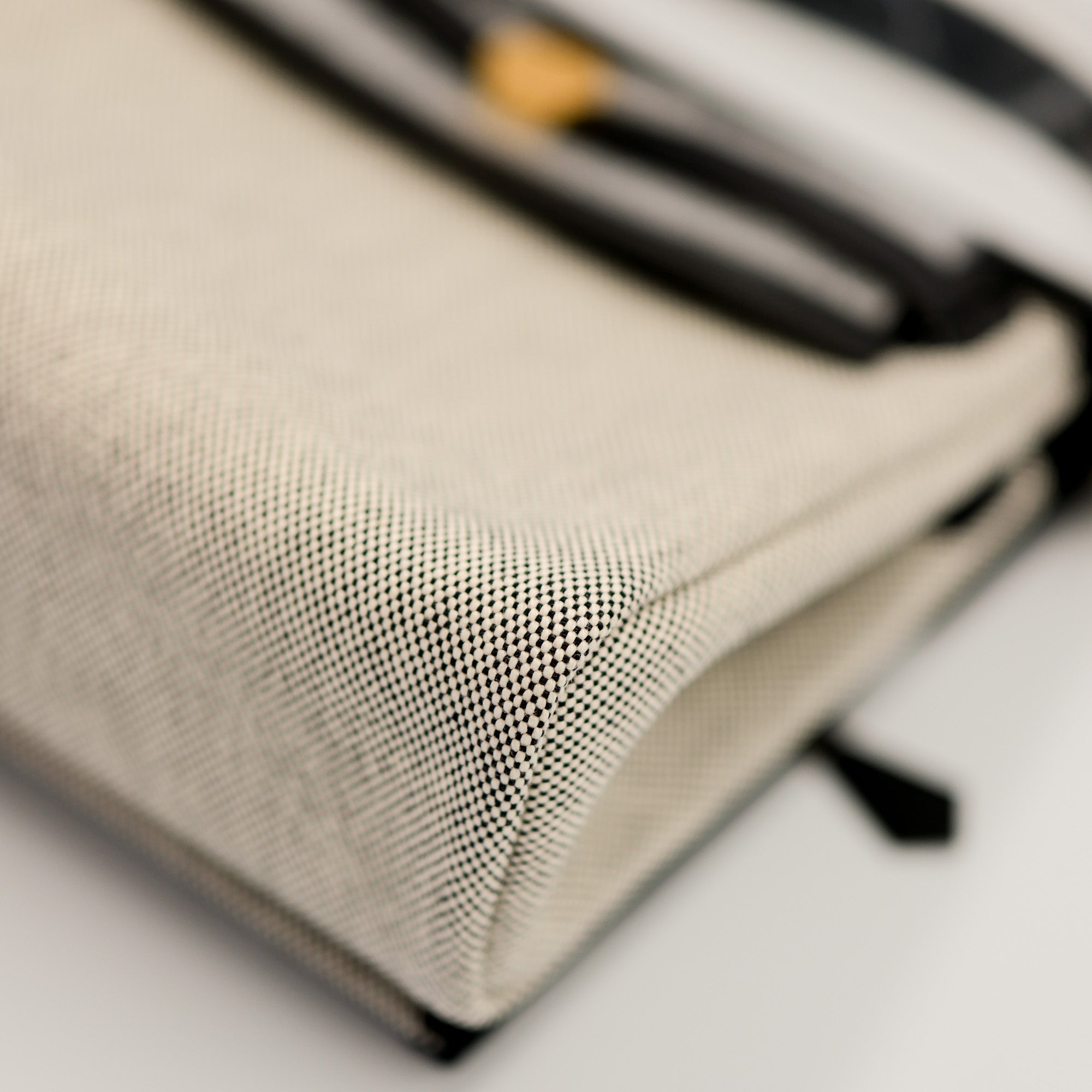 Hermès Herbag Zip 20 Mini Ecru-Noir and Noir H Canvas/Cowhide Gold Hardware