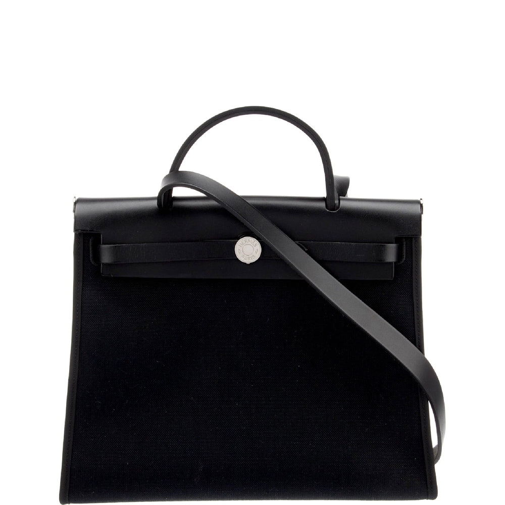 Hermès Herbag Zip 31 Black Hunter and Officer Canvas Palladium Hardware