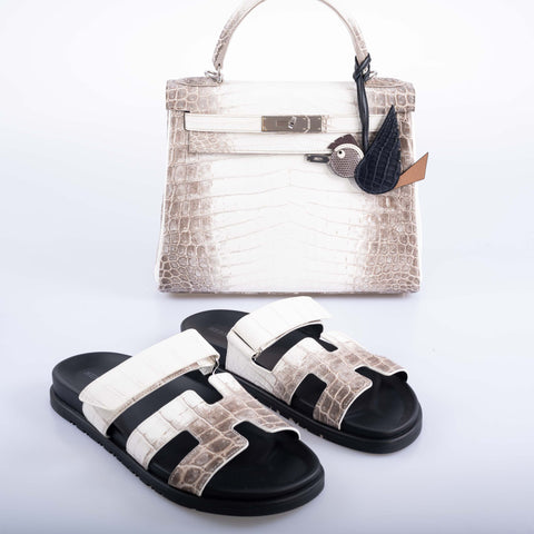 Hermès Himalayan Chypre Limited Edition Sandals Matte Niloticus Crocodile Sz 39