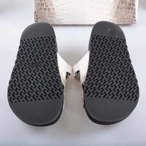 Hermès Himalayan Chypre Limited Edition Sandals Matte Niloticus Crocodile Sz 39